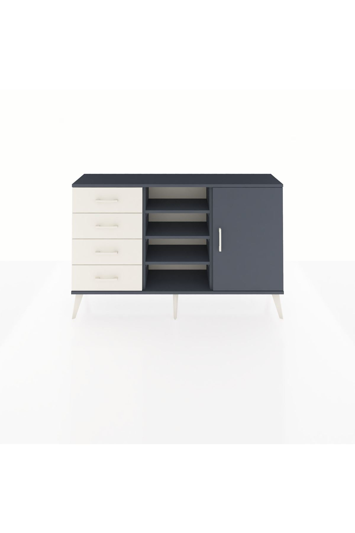 Arges Konsol 4 Raflı 4 Çekmeceli Tek Kapaklı 132x30x83 - S144M027V16A