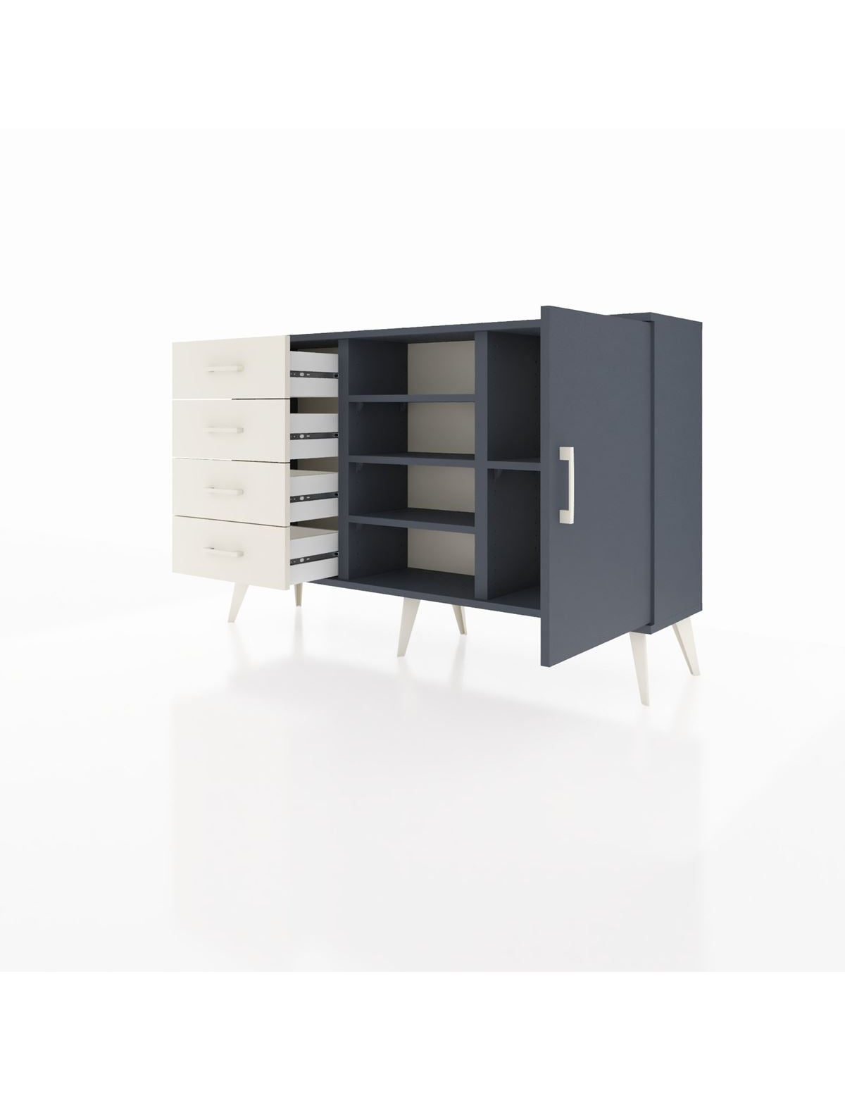 Arges Konsol 4 Raflı 4 Çekmeceli Tek Kapaklı 132x30x83 - S144M027V16A