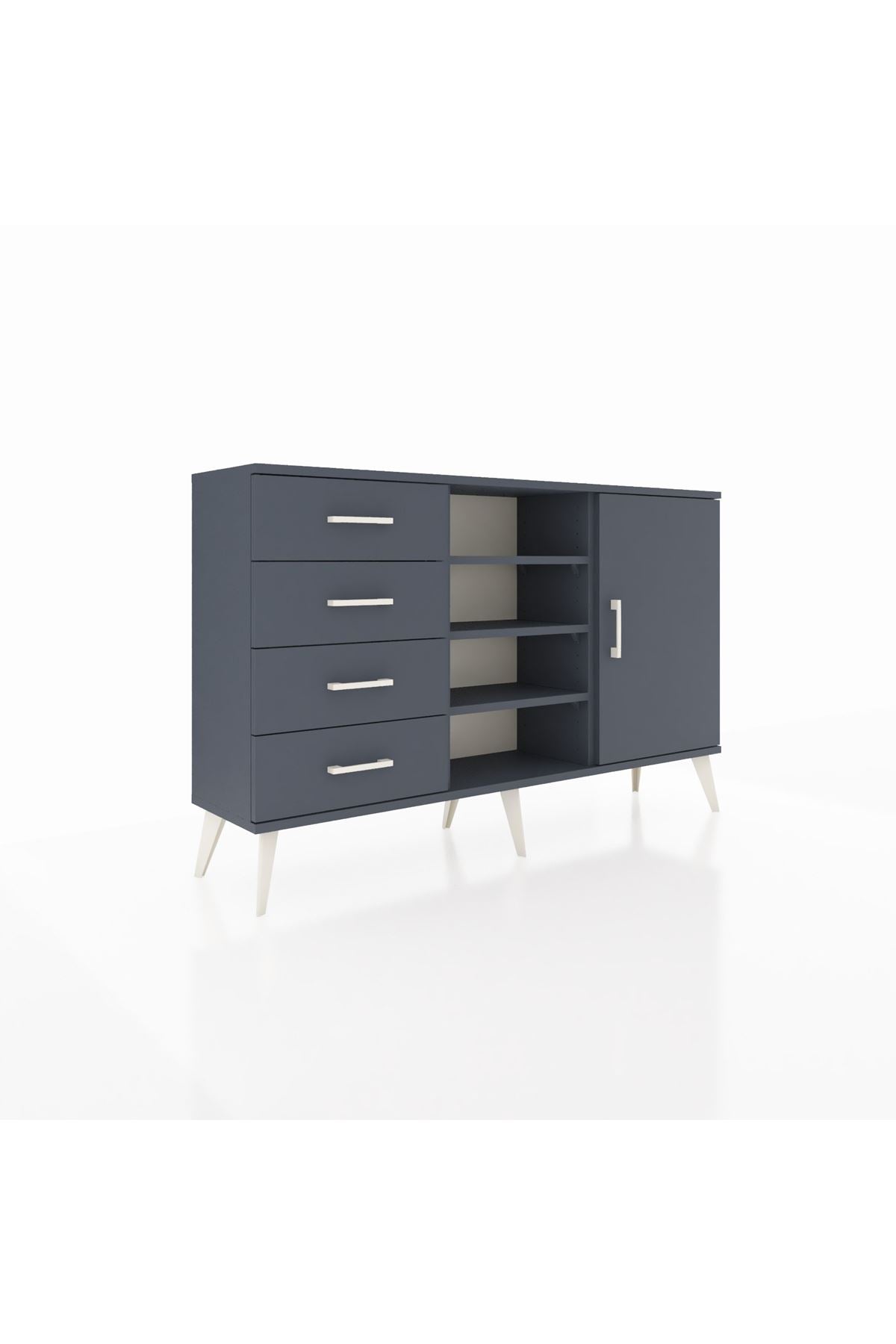 Arges Konsol 4 Raflı 4 Çekmeceli Tek Kapaklı 132x30x83 - S144M027V17A