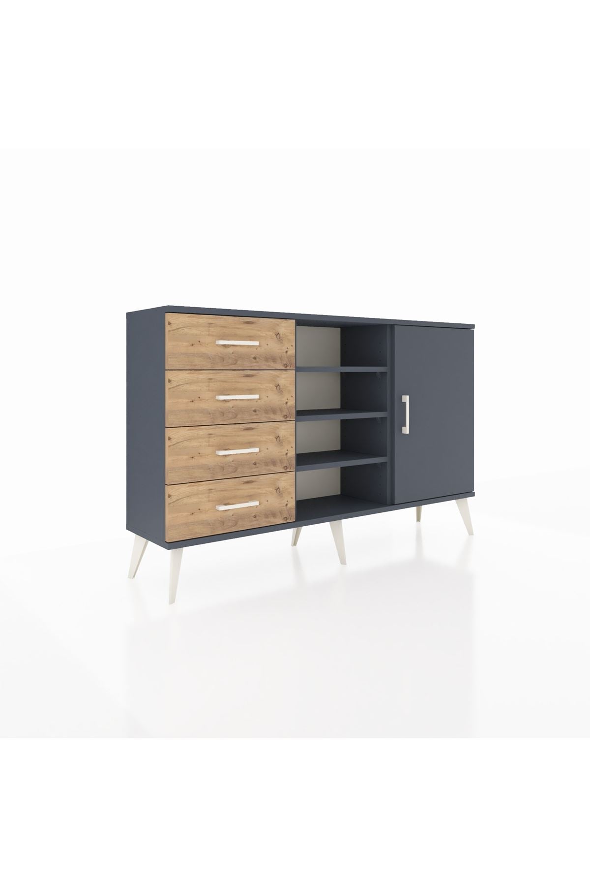 Arges Konsol 4 Raflı 4 Çekmeceli Tek Kapaklı 132x30x83 - S144M027V18A