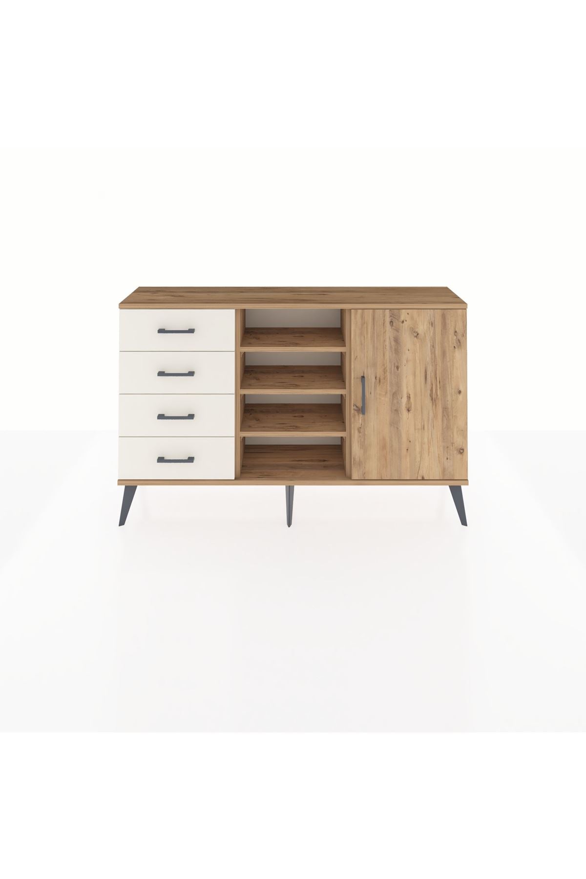 Arges Konsol 4 Raflı 4 Çekmeceli Tek Kapaklı 132x30x83 - S144M027V19A