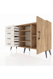 Arges Konsol 4 Raflı 4 Çekmeceli Tek Kapaklı 132x30x83 - S144M027V19A