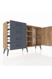 Arges Konsol 4 Raflı 4 Çekmeceli Tek Kapaklı 132x30x83 - S144M027V20A