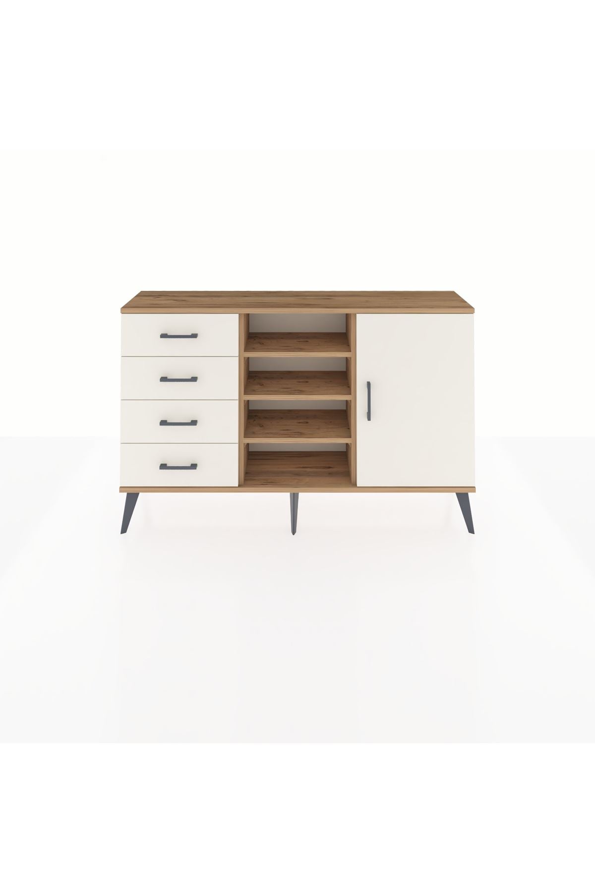 Arges Konsol 4 Raflı 4 Çekmeceli Tek Kapaklı 132x30x83 - S144M027V22A