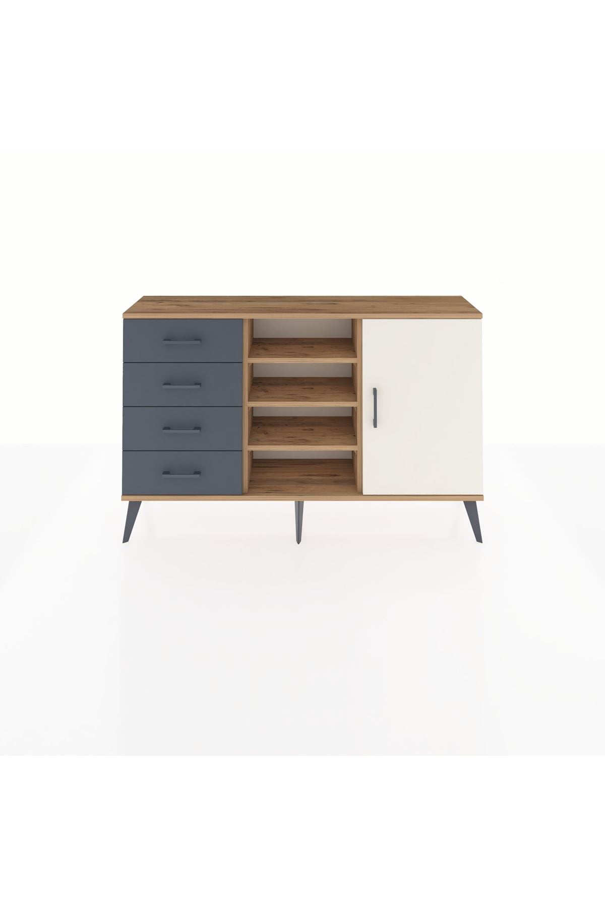 Arges Konsol 4 Raflı 4 Çekmeceli Tek Kapaklı 132x30x83 - S144M027V23A