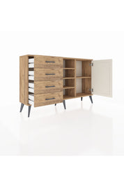 Arges Konsol 4 Raflı 4 Çekmeceli Tek Kapaklı 132x30x83 - S144M027V24A