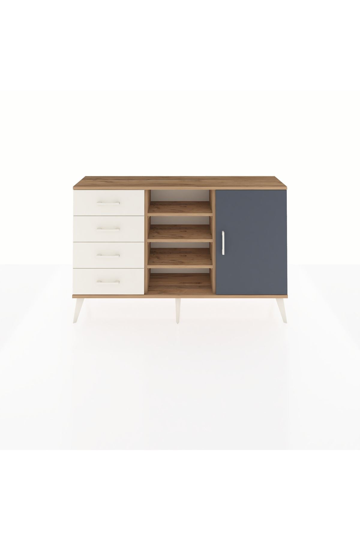 Arges Konsol 4 Raflı 4 Çekmeceli Tek Kapaklı 132x30x83 - S144M027V25A