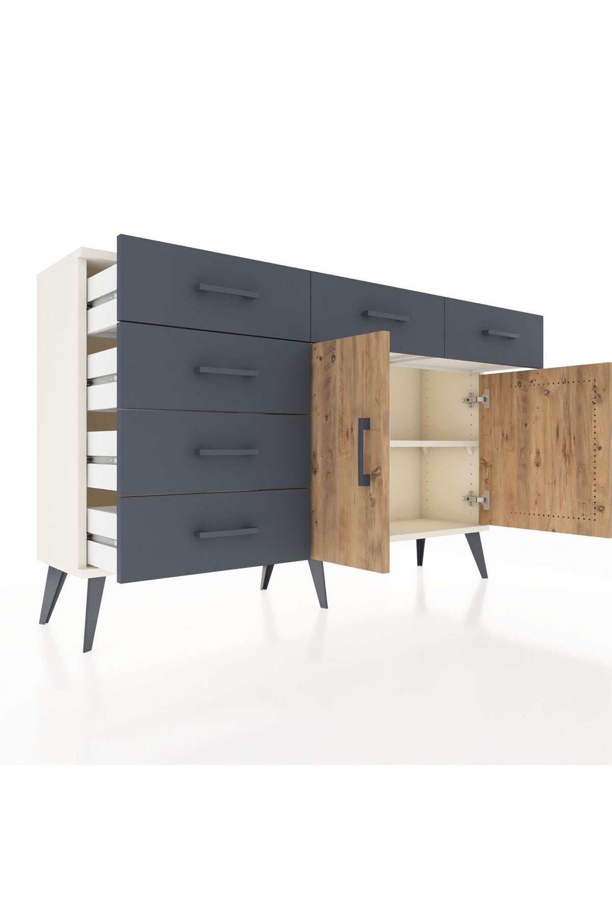 Arges Konsol 2 Raflı 6 Çekmeceli 2 Kapaklı 132x30x83 - S144M028V02A