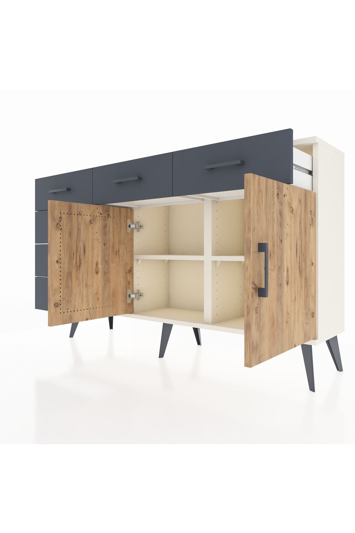 Arges Konsol 2 Raflı 6 Çekmeceli 2 Kapaklı 132x30x83 - S144M028V02A