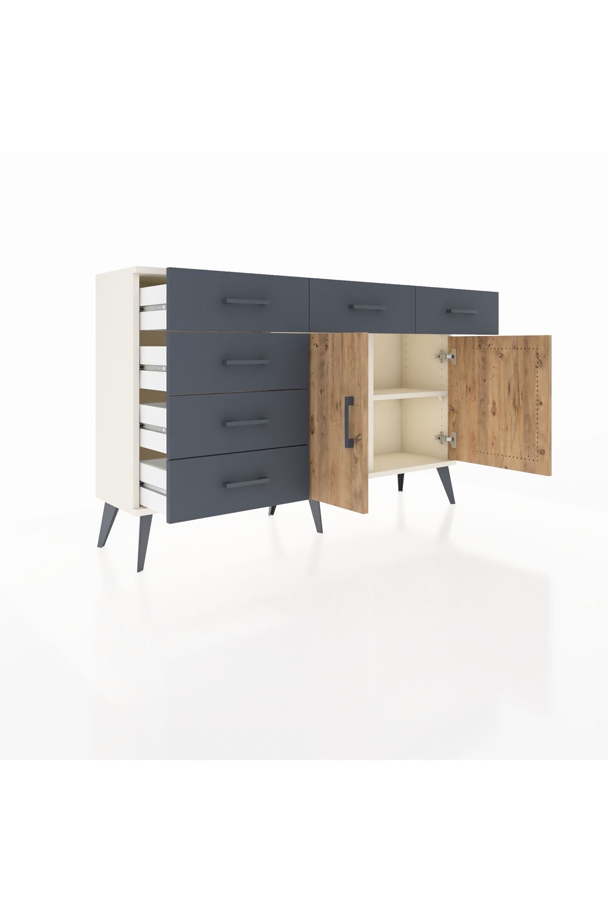 Arges Konsol 2 Raflı 6 Çekmeceli 2 Kapaklı 132x30x83 - S144M028V02A