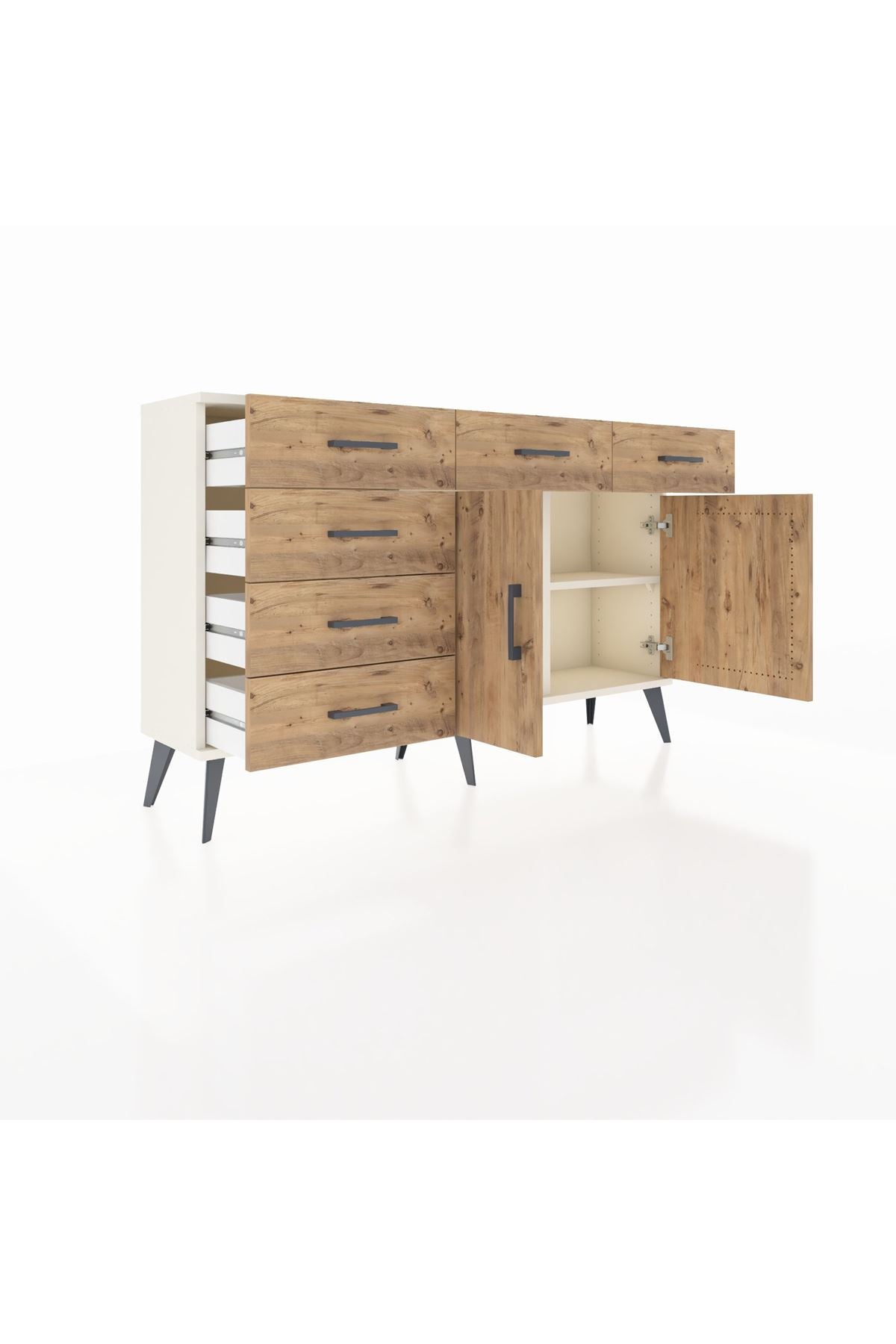 Arges Konsol 2 Raflı 6 Çekmeceli 2 Kapaklı 132x30x83 - S144M028V03A