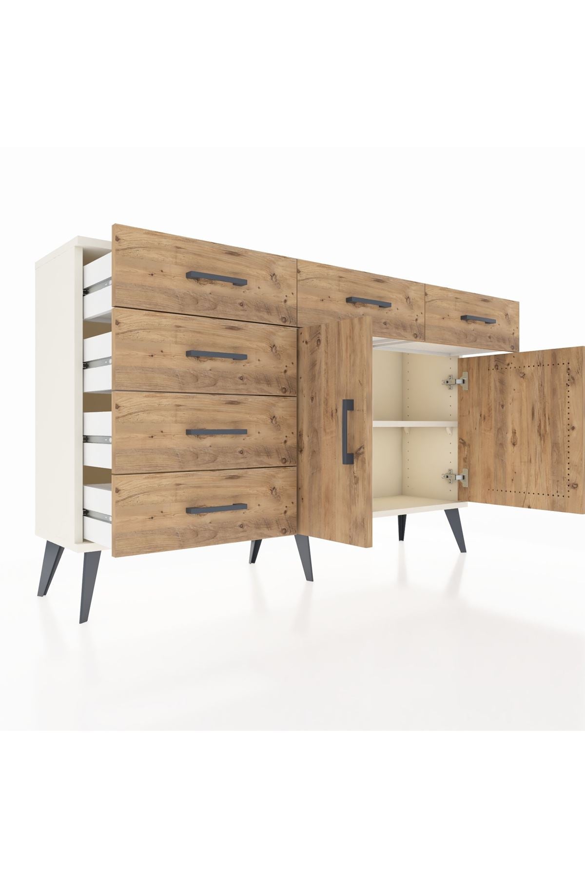 Arges Konsol 2 Raflı 6 Çekmeceli 2 Kapaklı 132x30x83 - S144M028V03A