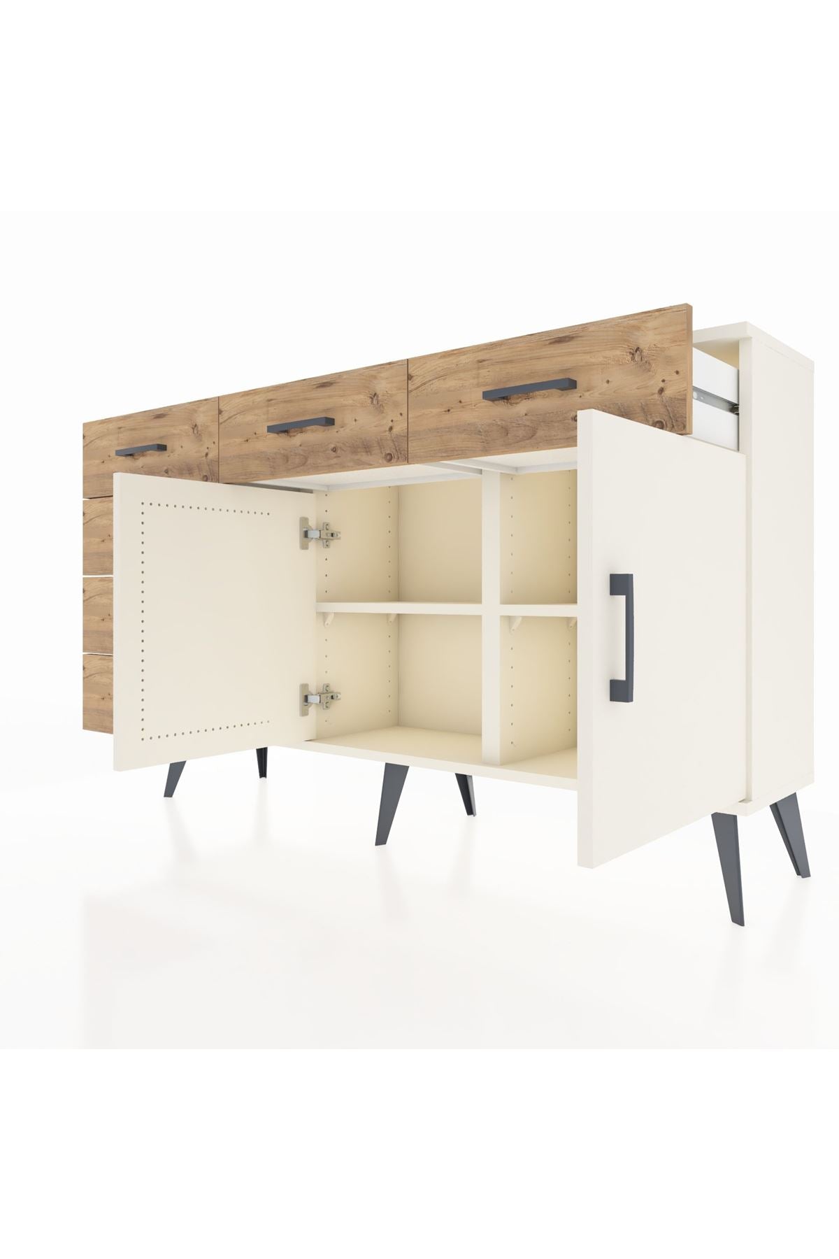 Arges Konsol 2 Raflı 6 Çekmeceli 2 Kapaklı 132x30x83 - S144M028V06A