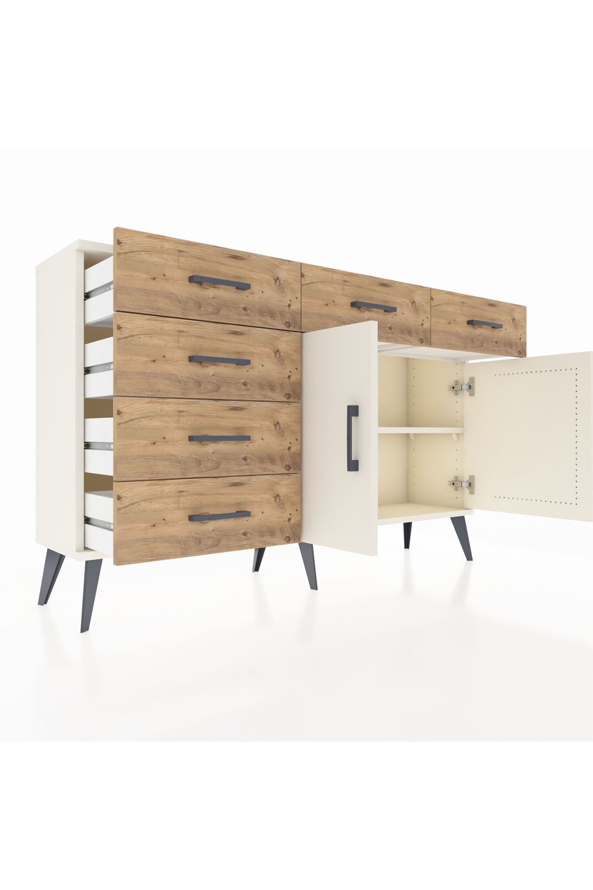 Arges Konsol 2 Raflı 6 Çekmeceli 2 Kapaklı 132x30x83 - S144M028V06A