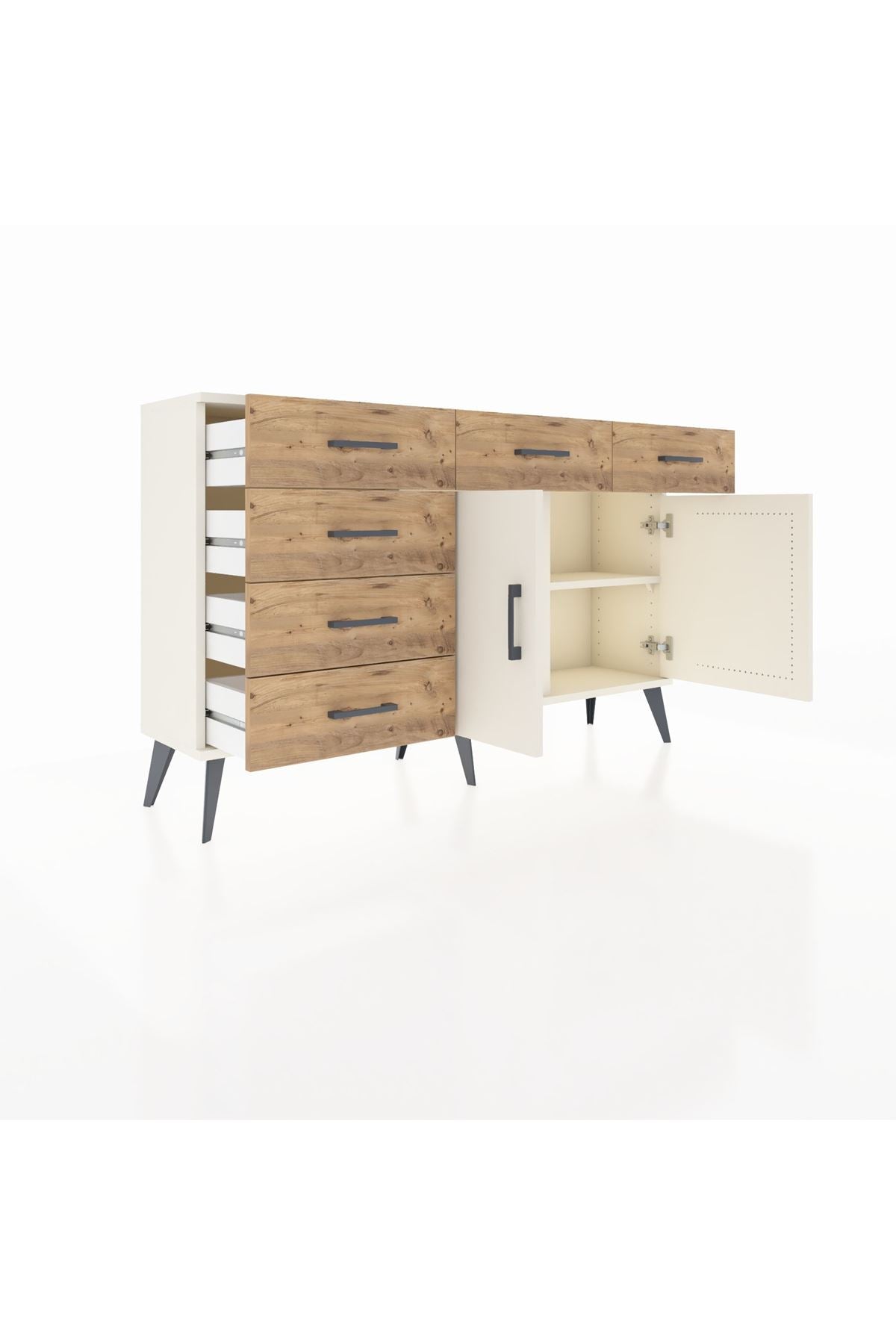 Arges Konsol 2 Raflı 6 Çekmeceli 2 Kapaklı 132x30x83 - S144M028V06A