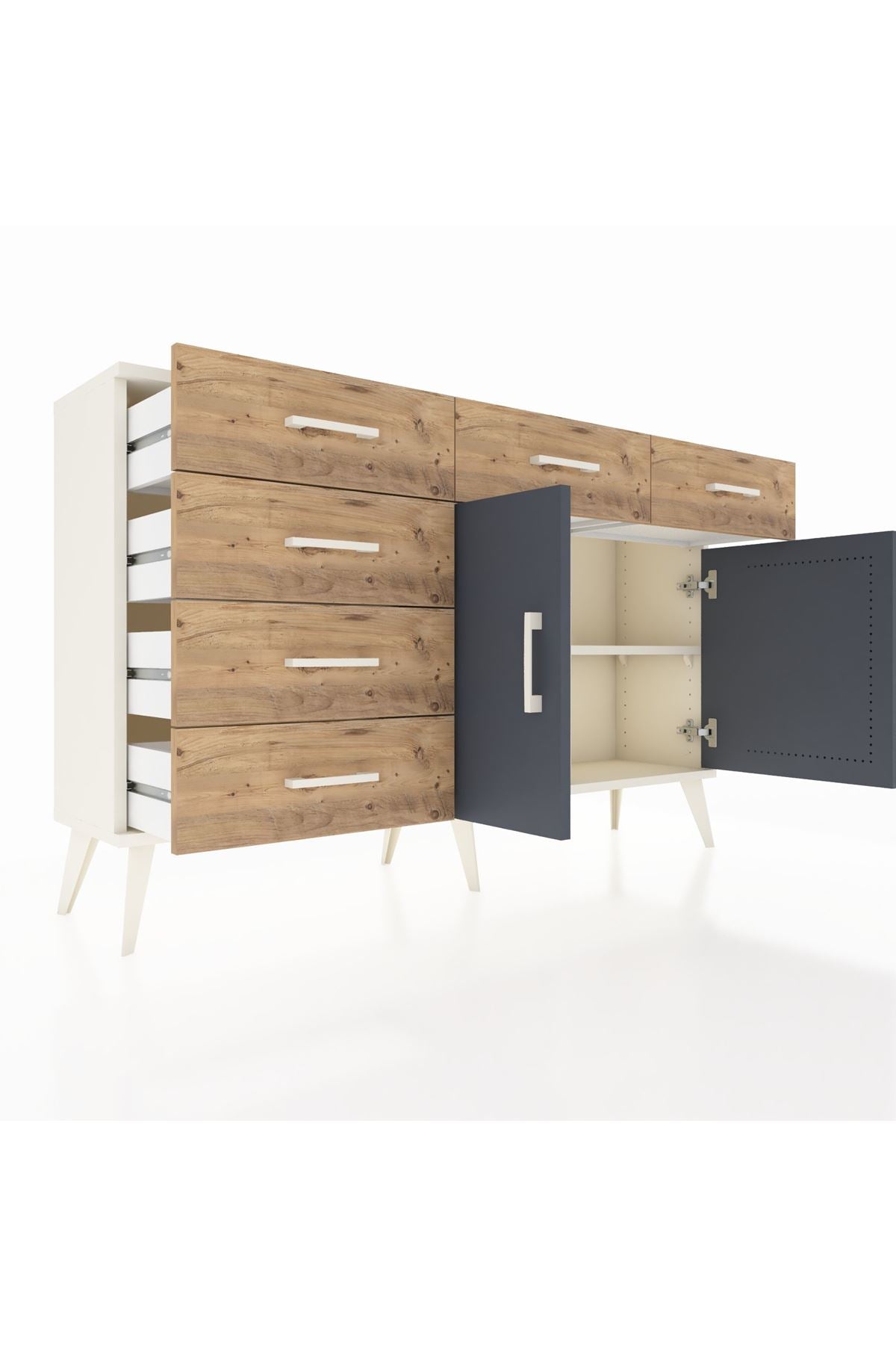 Arges Konsol 2 Raflı 6 Çekmeceli 2 Kapaklı 132x30x83 - S144M028V09A