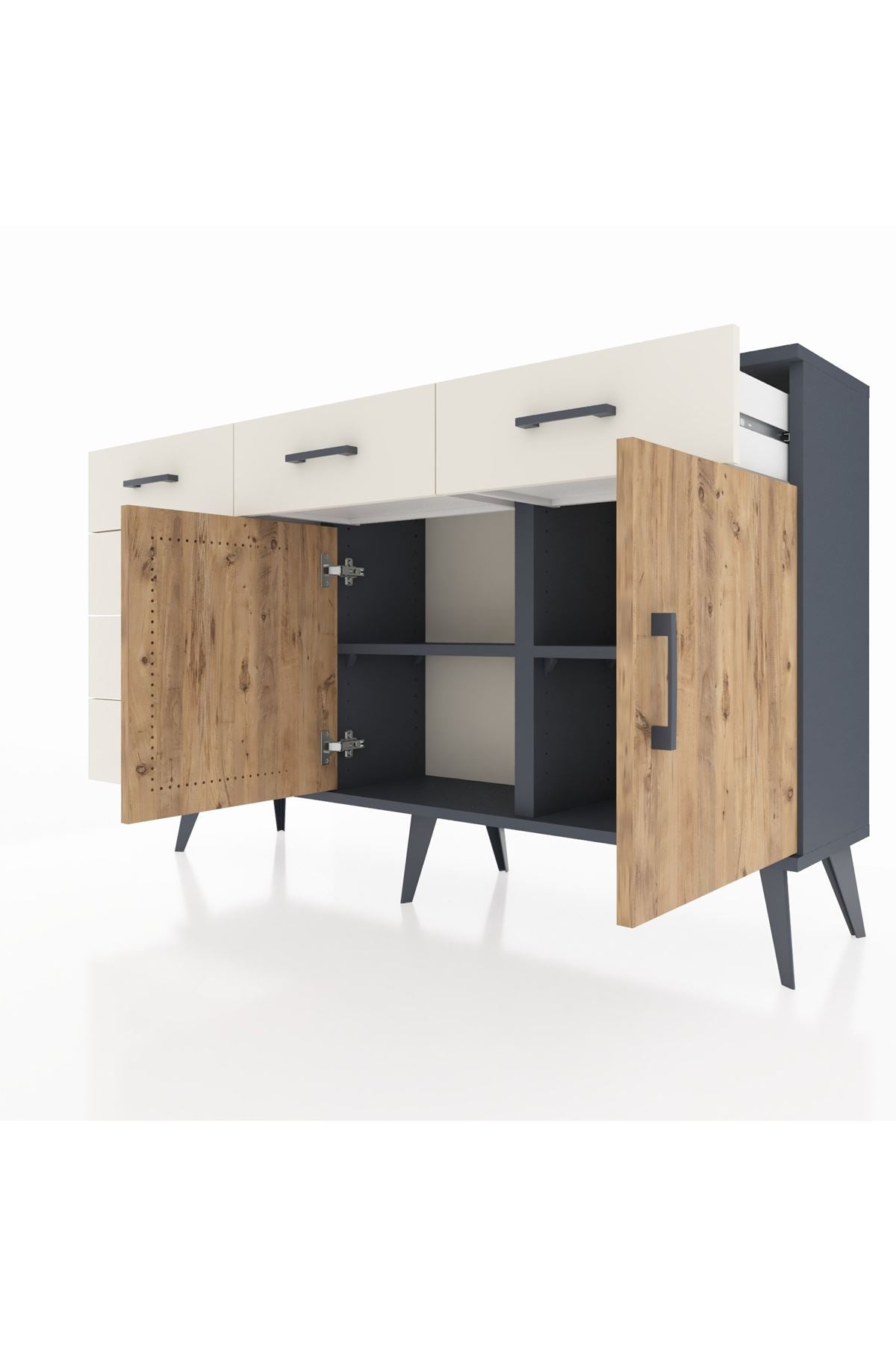 Arges Konsol 2 Raflı 6 Çekmeceli 2 Kapaklı 132x30x83 - S144M028V10A