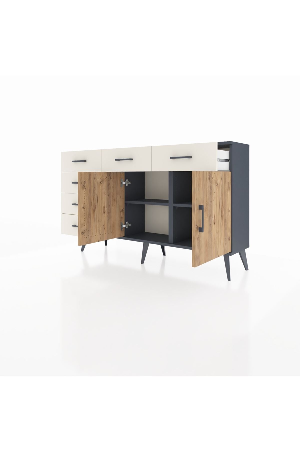 Arges Konsol 2 Raflı 6 Çekmeceli 2 Kapaklı 132x30x83 - S144M028V10A