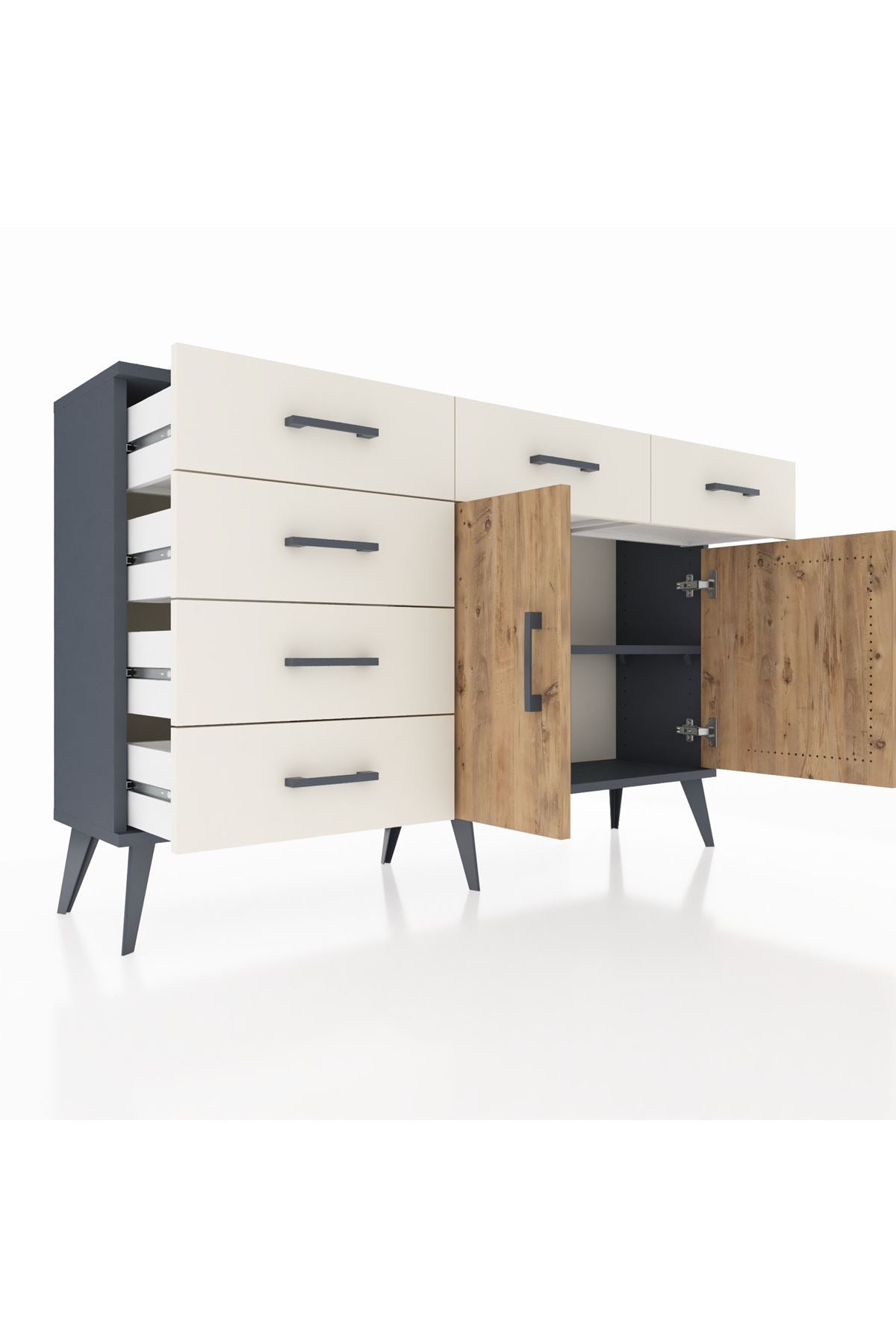 Arges Konsol 2 Raflı 6 Çekmeceli 2 Kapaklı 132x30x83 - S144M028V10A