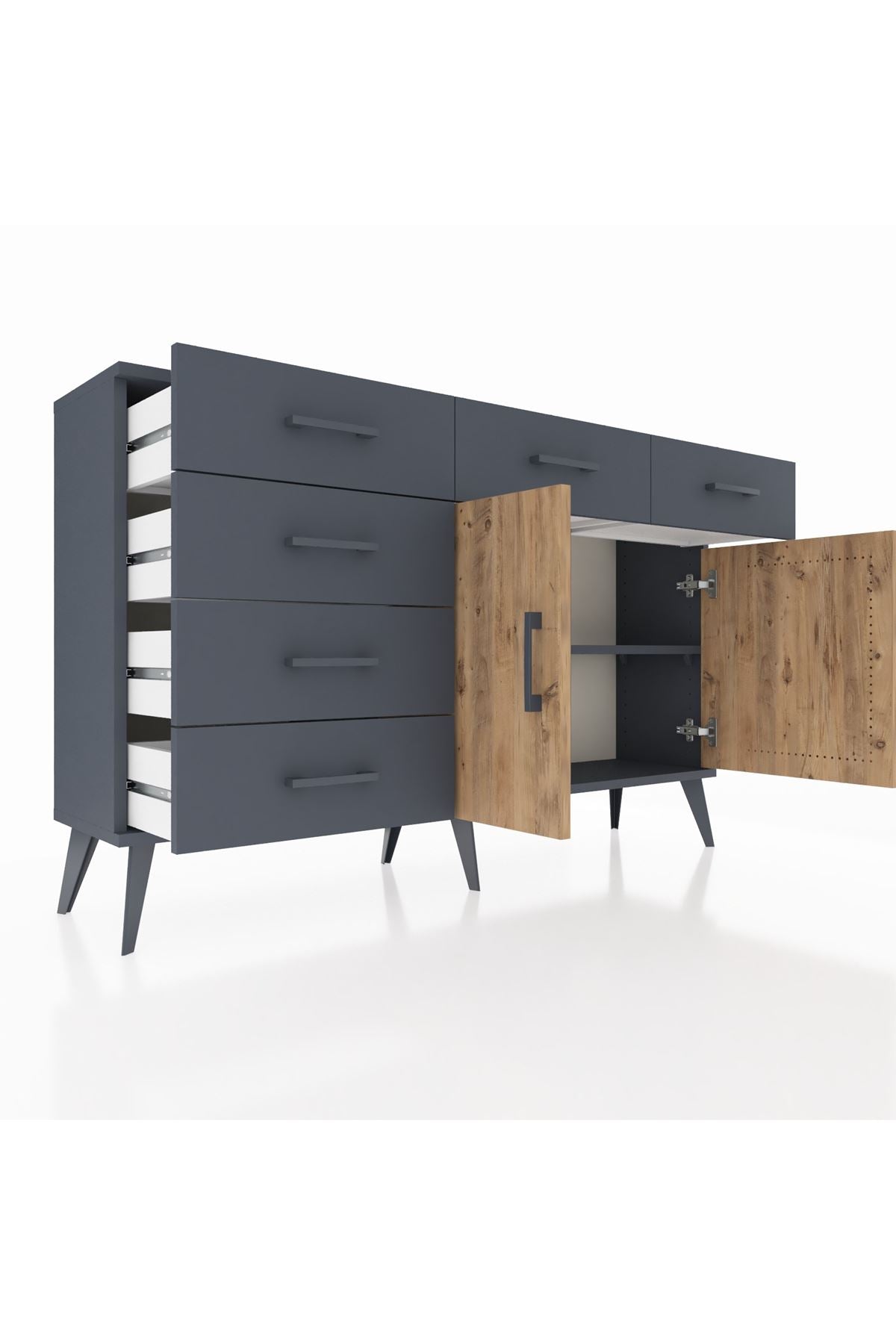 Arges Konsol 2 Raflı 6 Çekmeceli 2 Kapaklı 132x30x83 - S144M028V11A