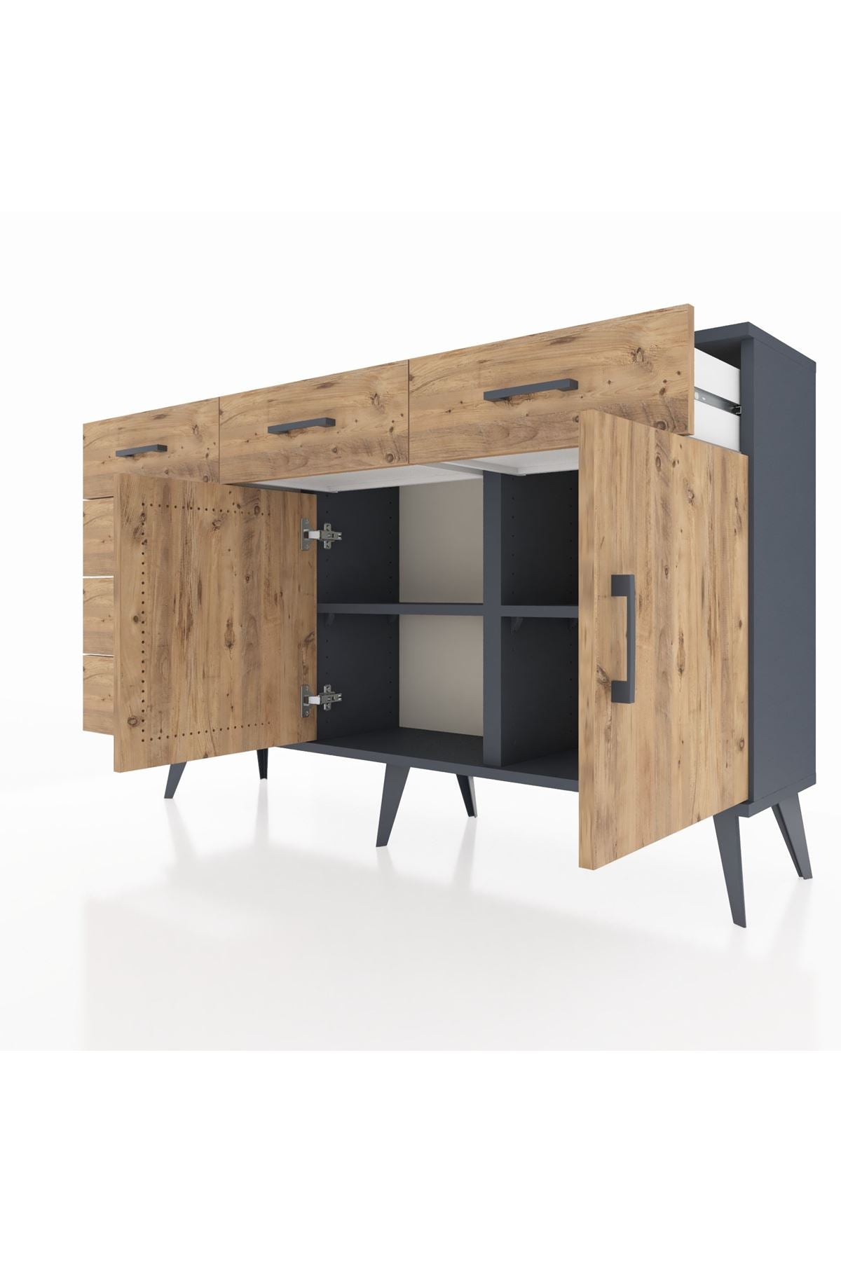 Arges Konsol 2 Raflı 6 Çekmeceli 2 Kapaklı 132x30x83 - S144M028V12A