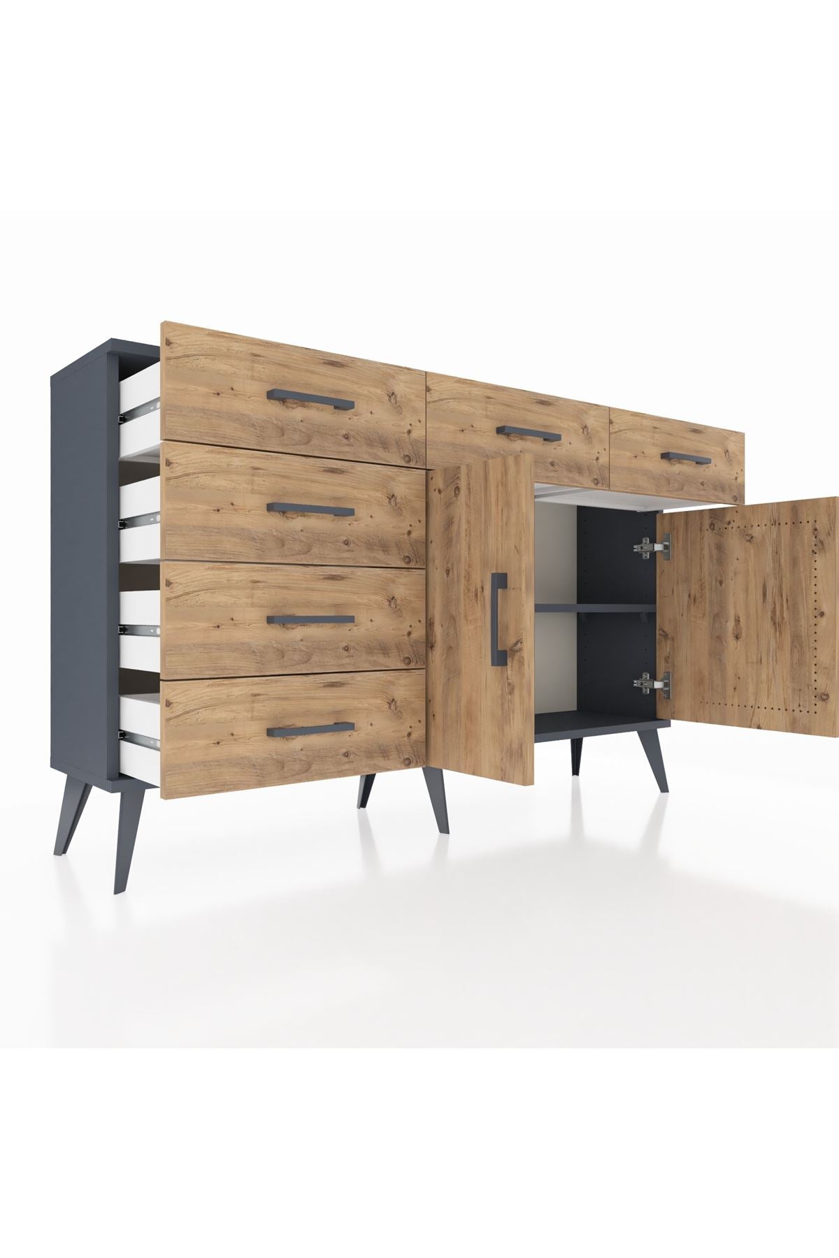 Arges Konsol 2 Raflı 6 Çekmeceli 2 Kapaklı 132x30x83 - S144M028V12A