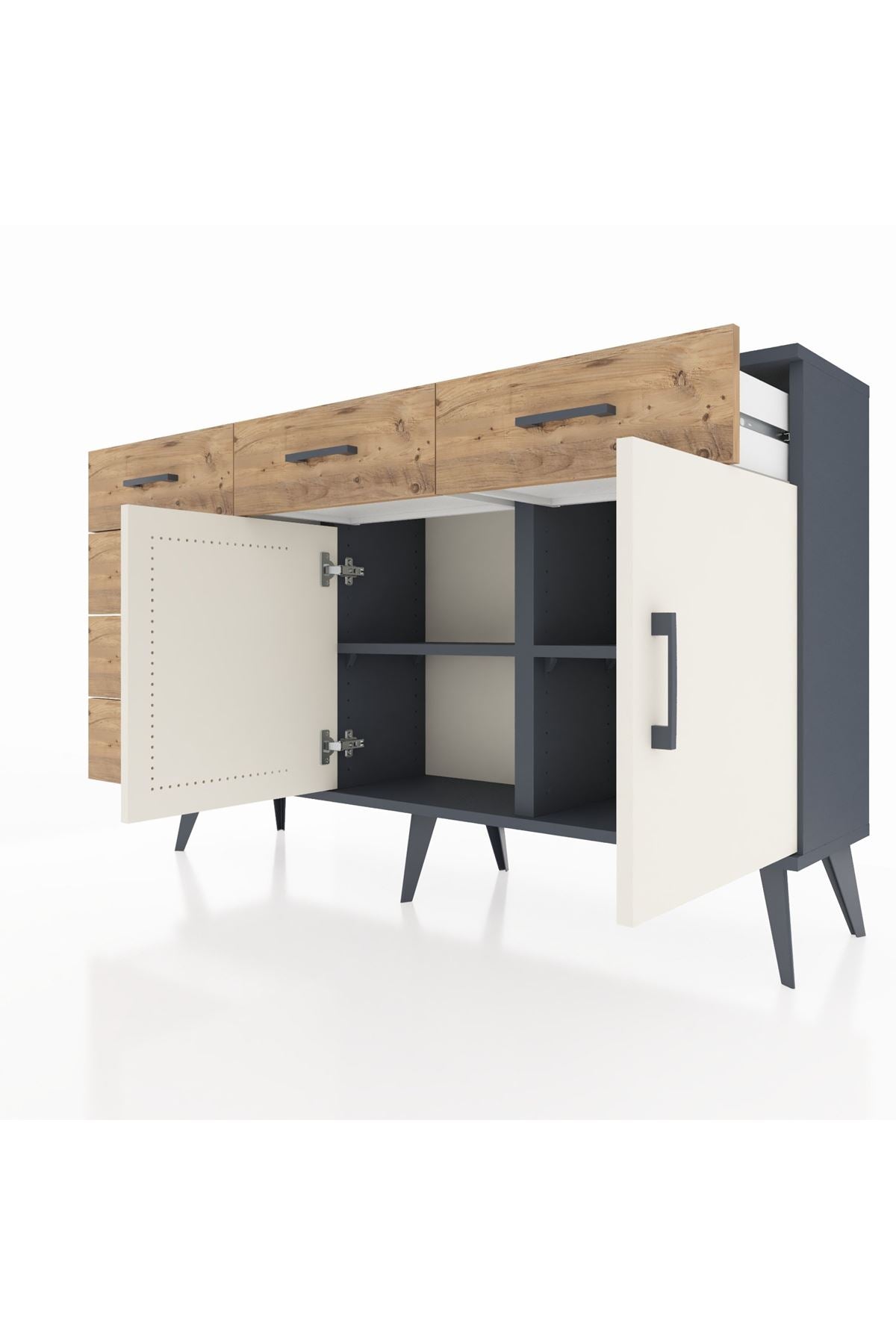 Arges Konsol 2 Raflı 6 Çekmeceli 2 Kapaklı 132x30x83 - S144M028V15A