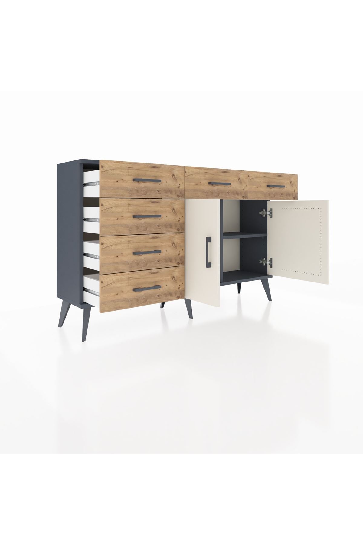 Arges Konsol 2 Raflı 6 Çekmeceli 2 Kapaklı 132x30x83 - S144M028V15A