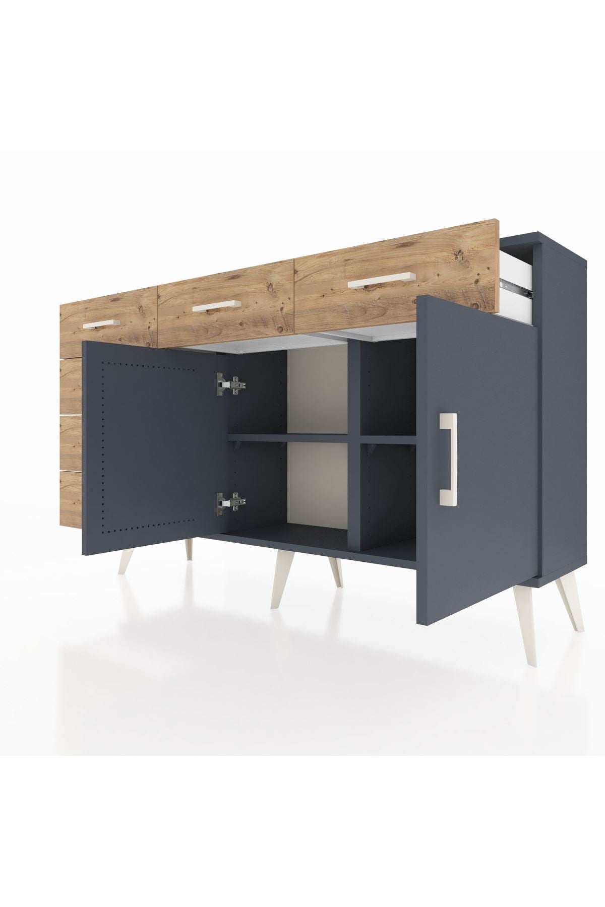 Arges Konsol 2 Raflı 6 Çekmeceli 2 Kapaklı 132x30x83 - S144M028V18A