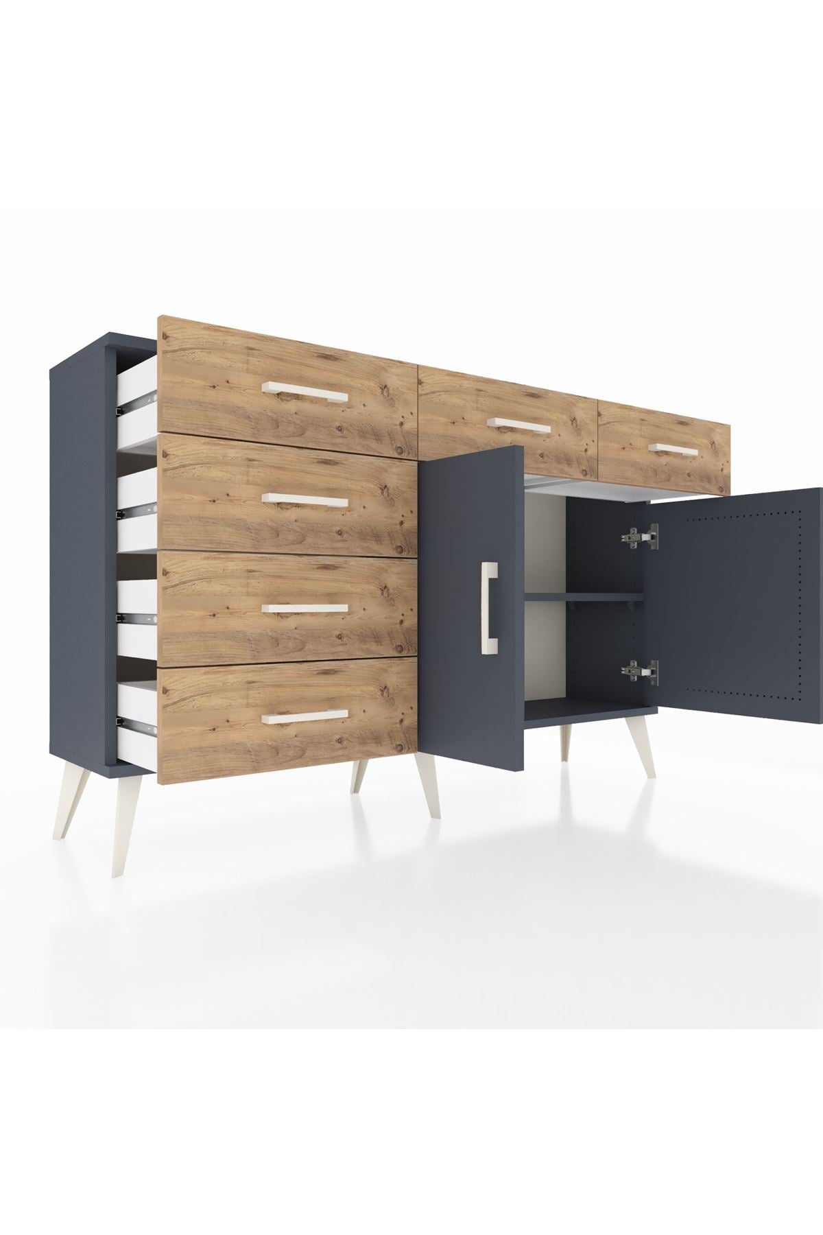 Arges Konsol 2 Raflı 6 Çekmeceli 2 Kapaklı 132x30x83 - S144M028V18A