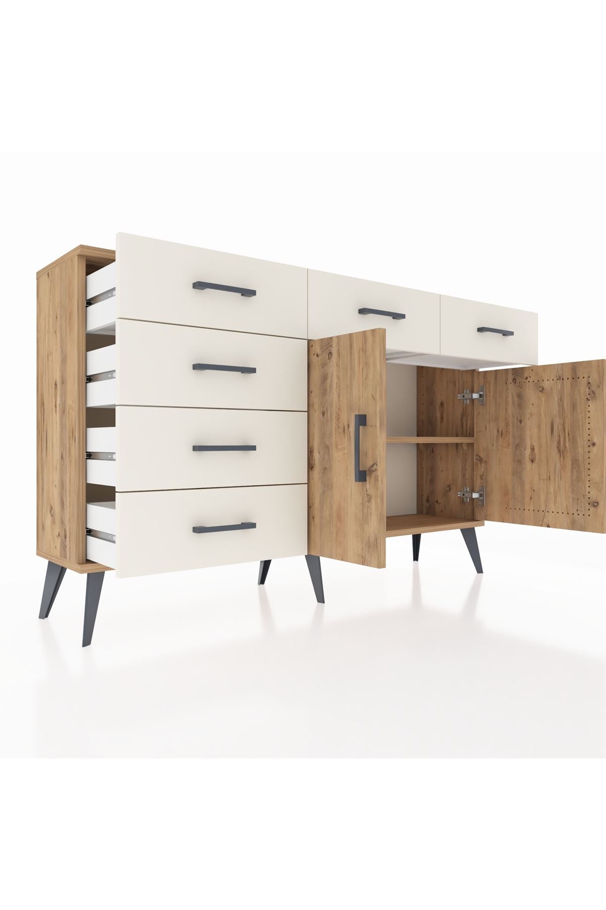 Arges Konsol 2 Raflı 6 Çekmeceli 2 Kapaklı 132x30x83 - S144M028V19A