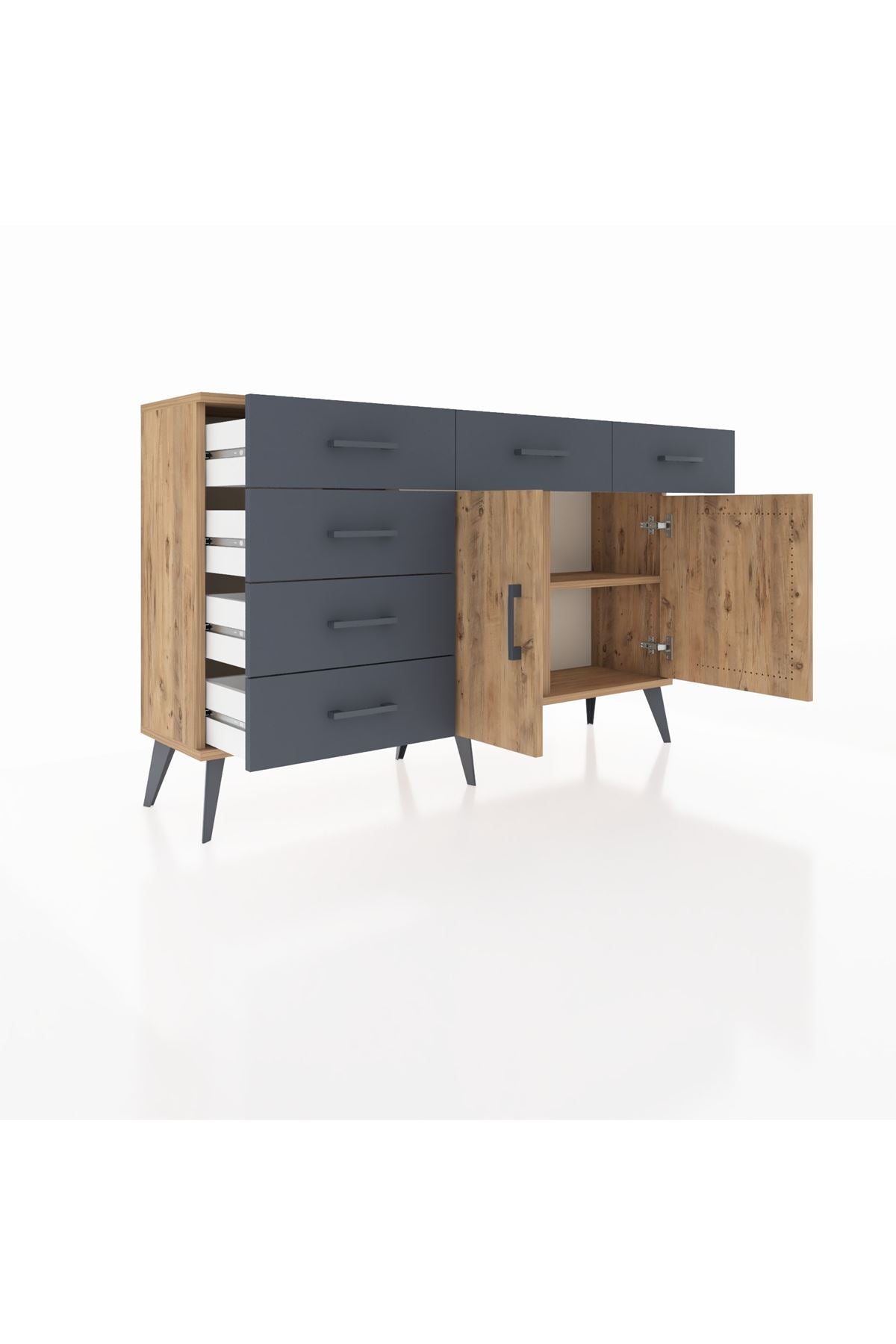 Arges Konsol 2 Raflı 6 Çekmeceli 2 Kapaklı 132x30x83 - S144M028V20A