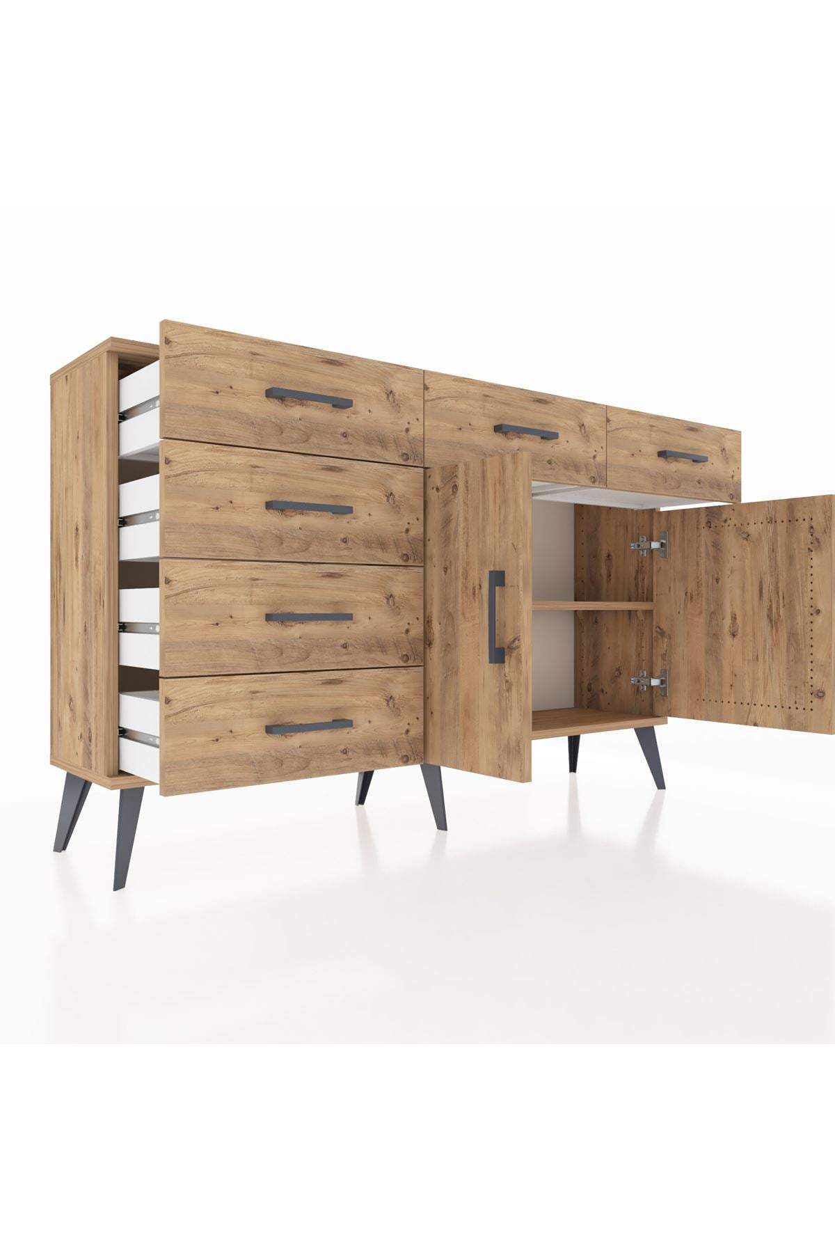 Arges Konsol 2 Raflı 6 Çekmeceli 2 Kapaklı 132x30x83 - S144M028V21A