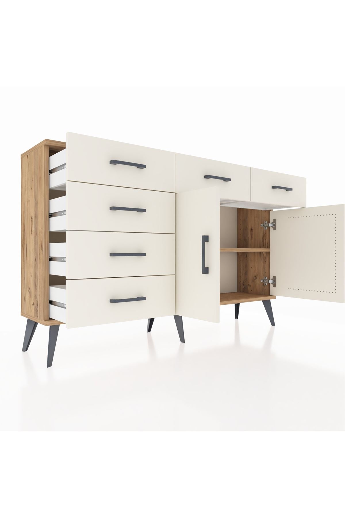 Arges Konsol 2 Raflı 6 Çekmeceli 2 Kapaklı 132x30x83 - S144M028V22A