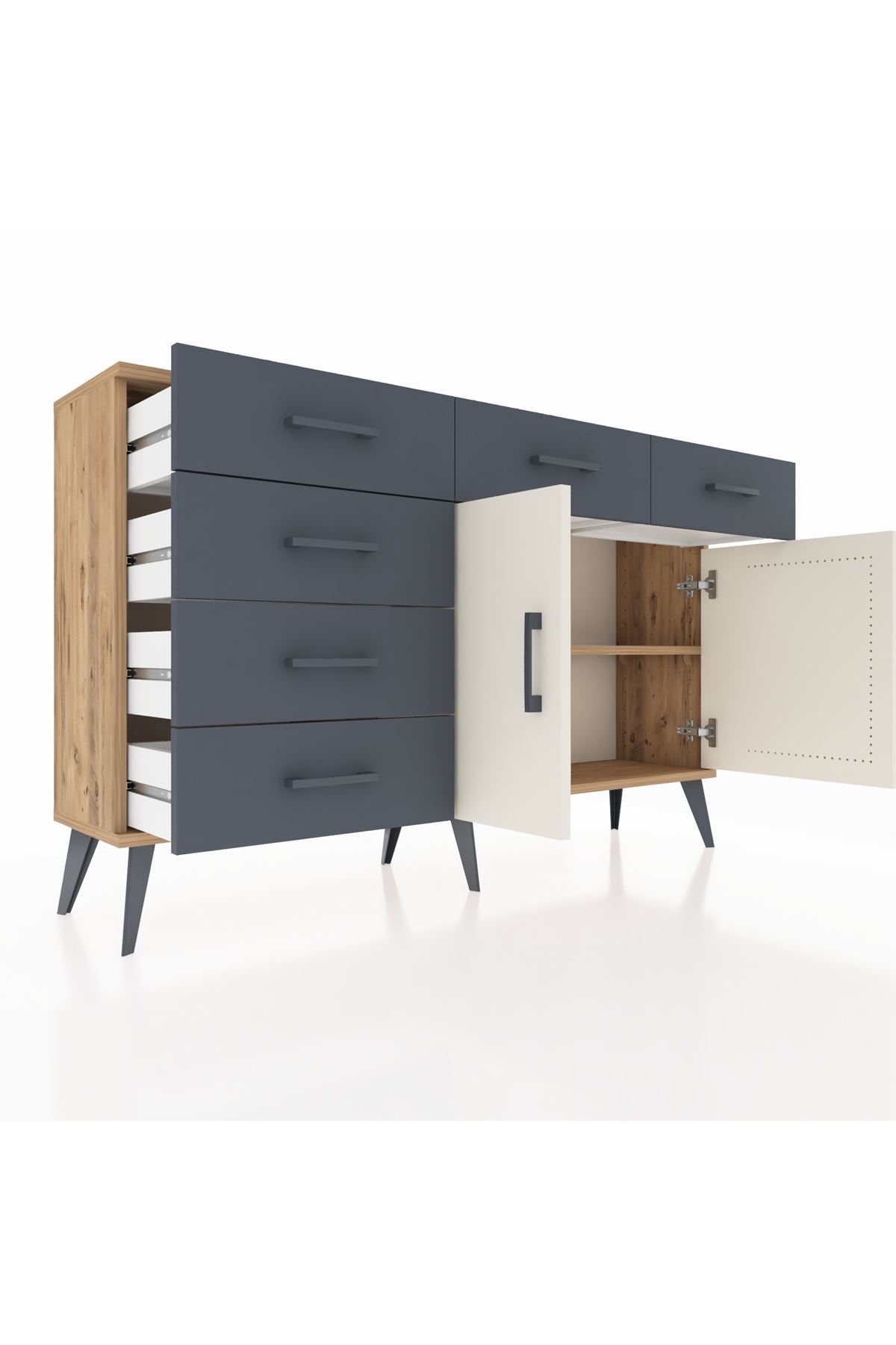 Arges Konsol 2 Raflı 6 Çekmeceli 2 Kapaklı 132x30x83 - S144M028V23A