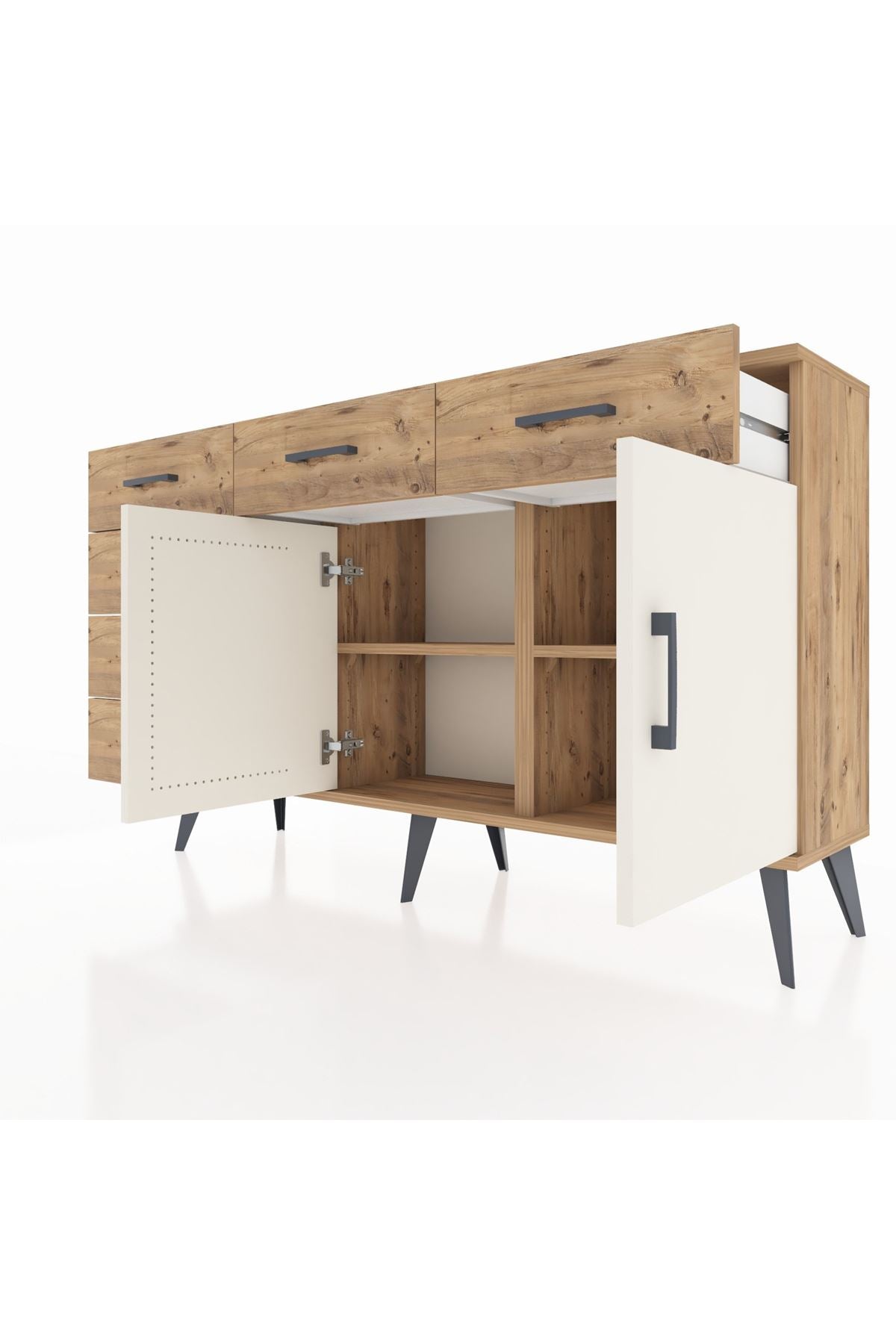 Arges Konsol 2 Raflı 6 Çekmeceli 2 Kapaklı 132x30x83 - S144M028V24A