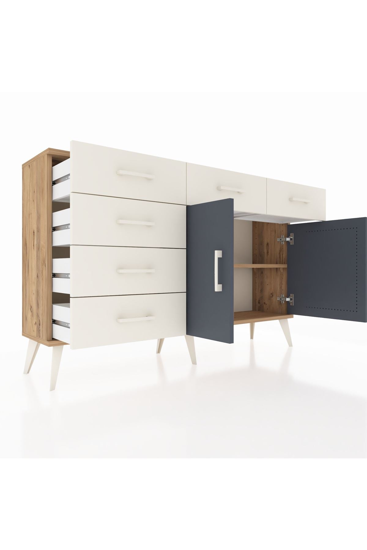 Arges Konsol 2 Raflı 6 Çekmeceli 2 Kapaklı 132x30x83 - S144M028V25A