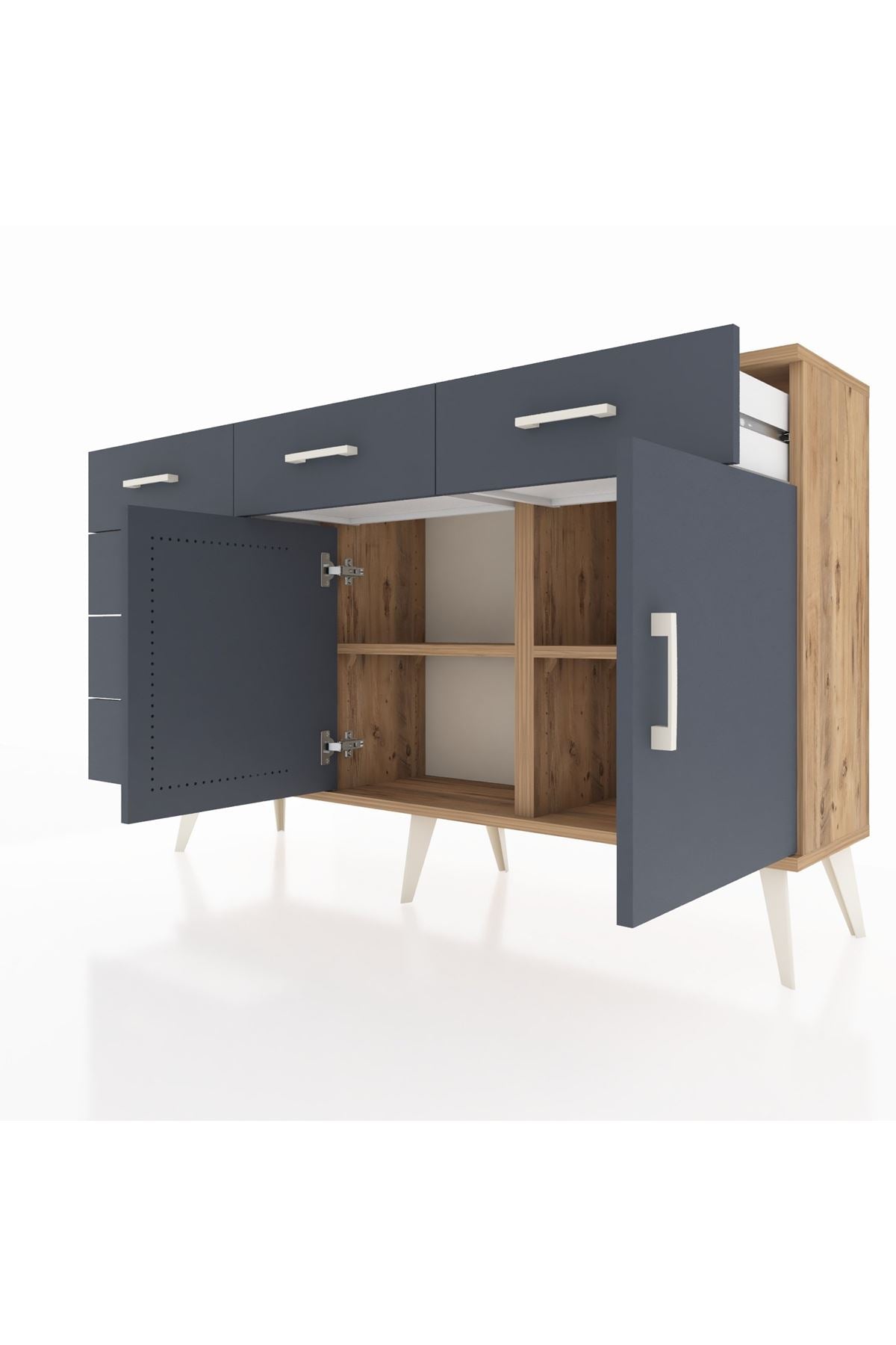 Arges Konsol 2 Raflı 6 Çekmeceli 2 Kapaklı 132x30x83 - S144M028V26A