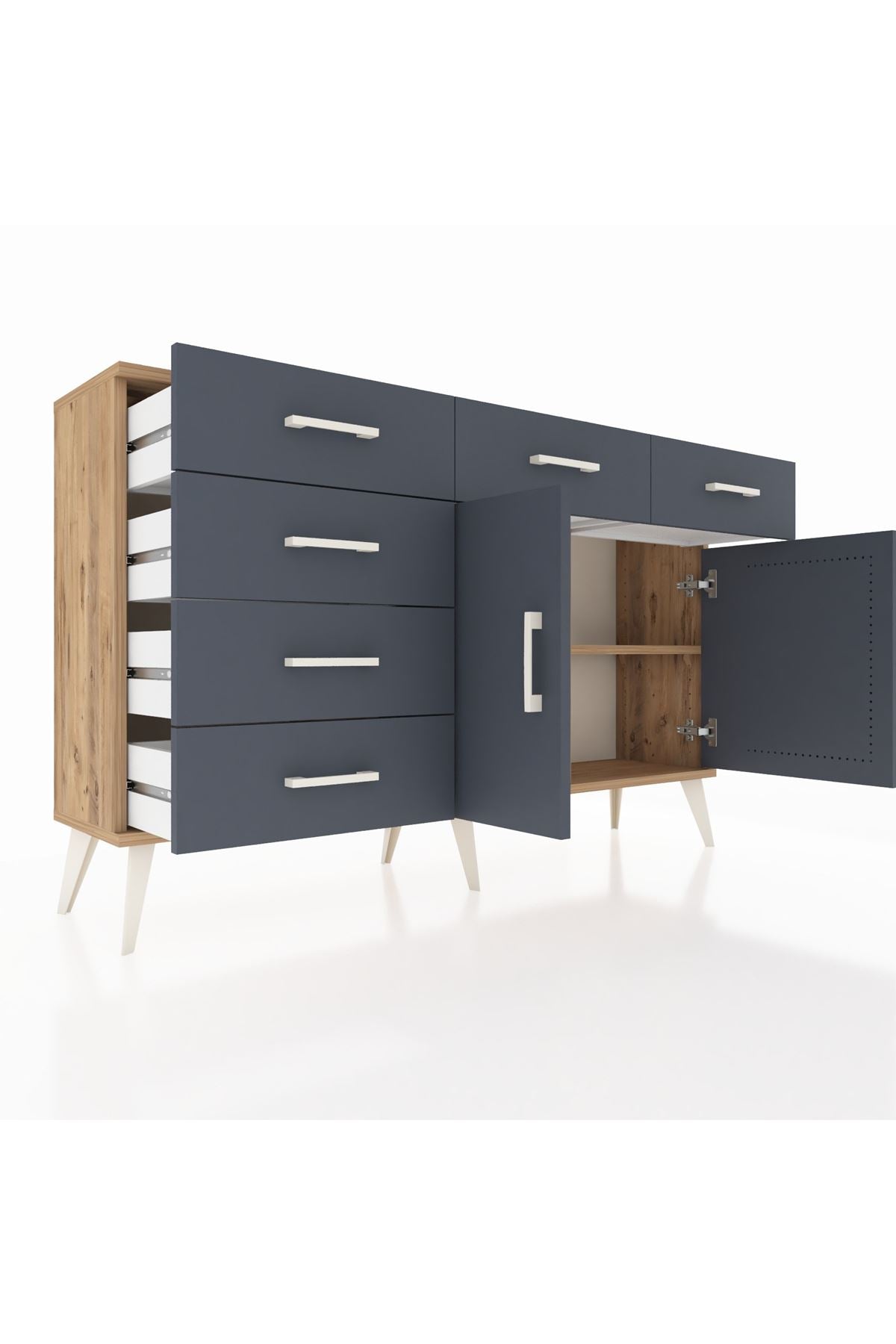 Arges Konsol 2 Raflı 6 Çekmeceli 2 Kapaklı 132x30x83 - S144M028V26A