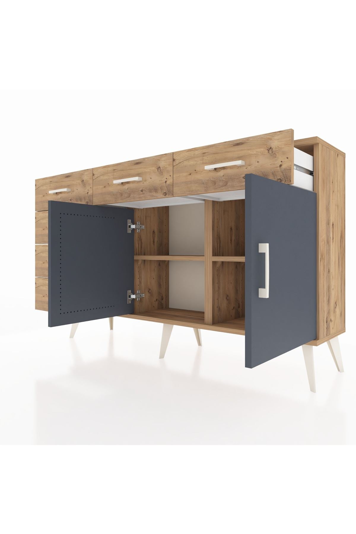 Arges Konsol 2 Raflı 6 Çekmeceli 2 Kapaklı 132x30x83 - S144M028V27A