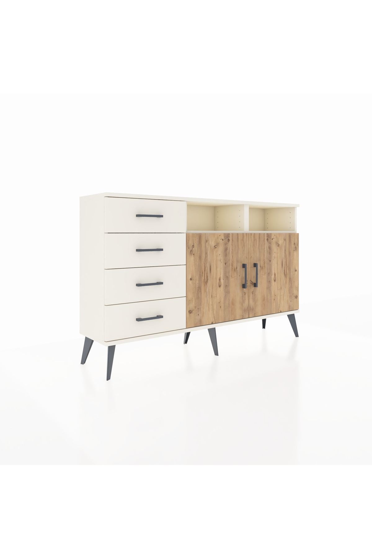 Arges Konsol 4 Raflı 4 Çekmeceli 2 Kapaklı 132x30x83 - S144M029V01A