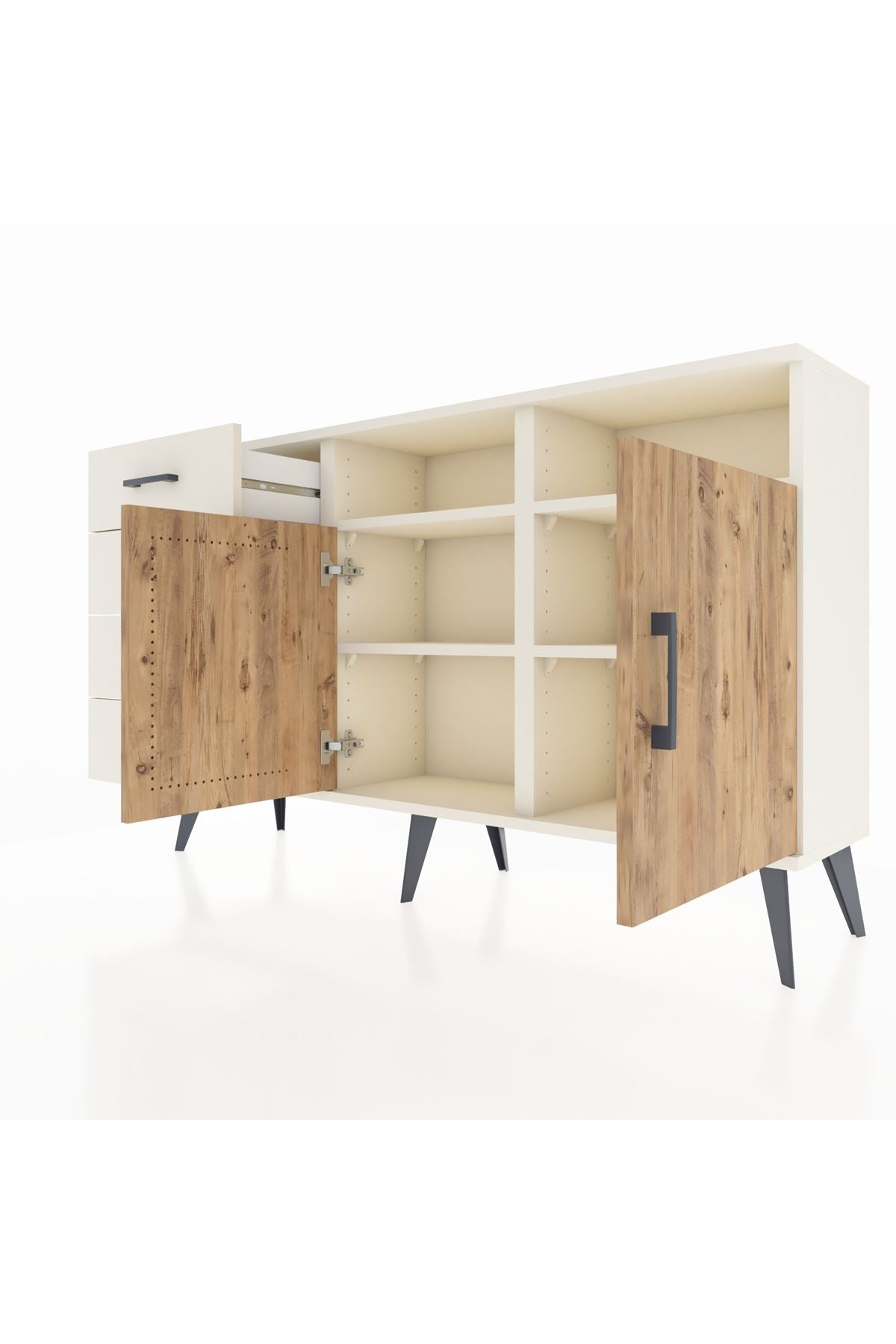 Arges Konsol 4 Raflı 4 Çekmeceli 2 Kapaklı 132x30x83 - S144M029V01A