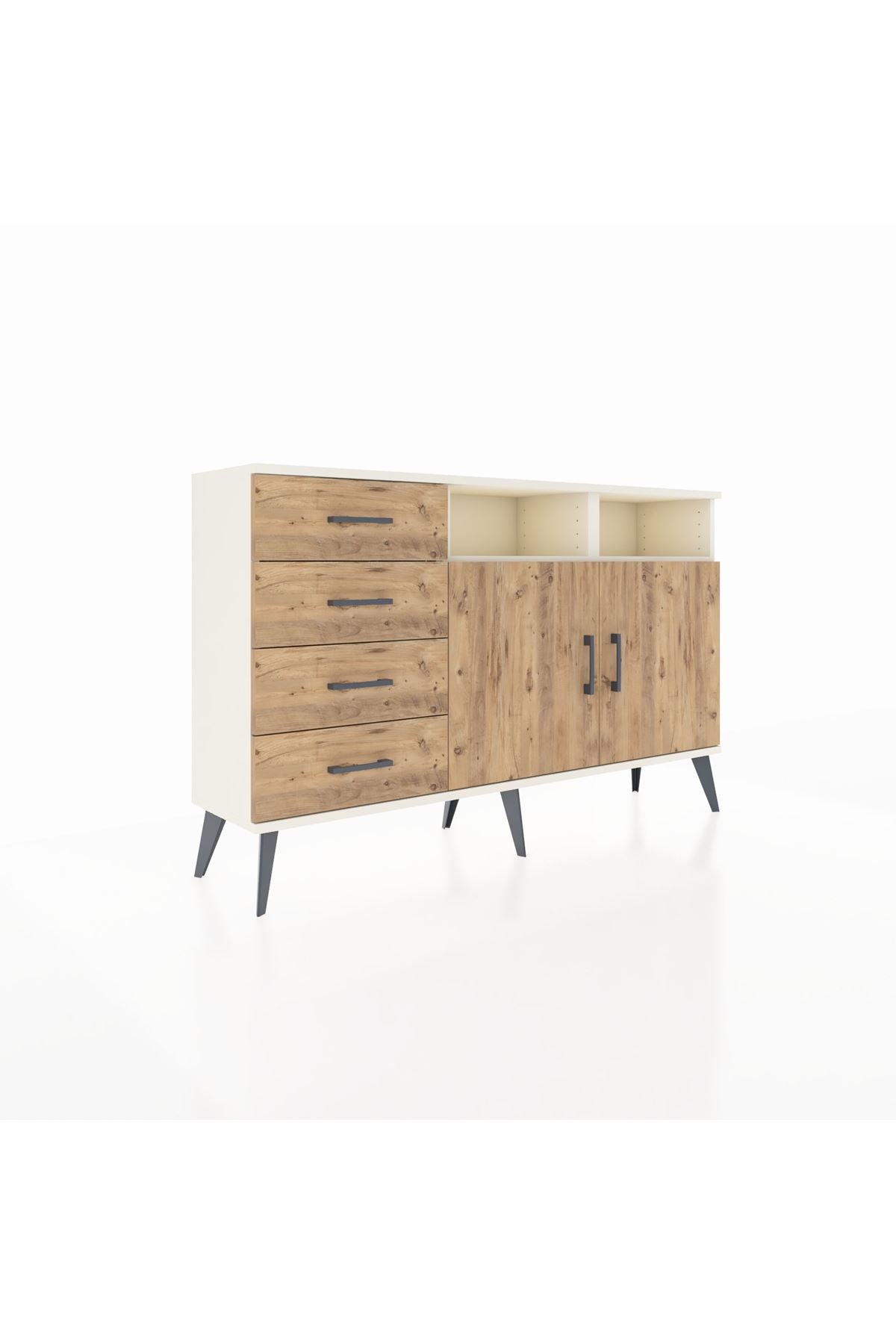 Arges Konsol 4 Raflı 4 Çekmeceli 2 Kapaklı 132x30x83 - S144M029V03A