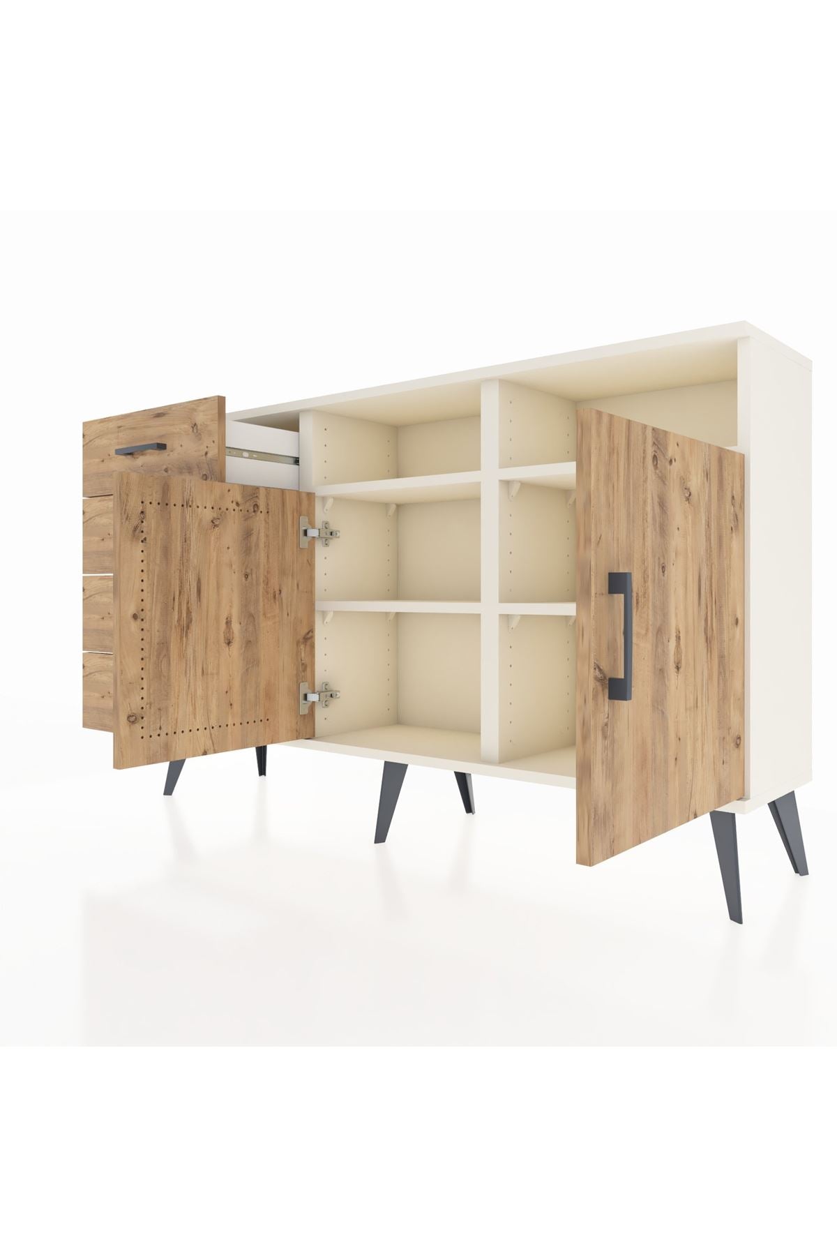 Arges Konsol 4 Raflı 4 Çekmeceli 2 Kapaklı 132x30x83 - S144M029V03A