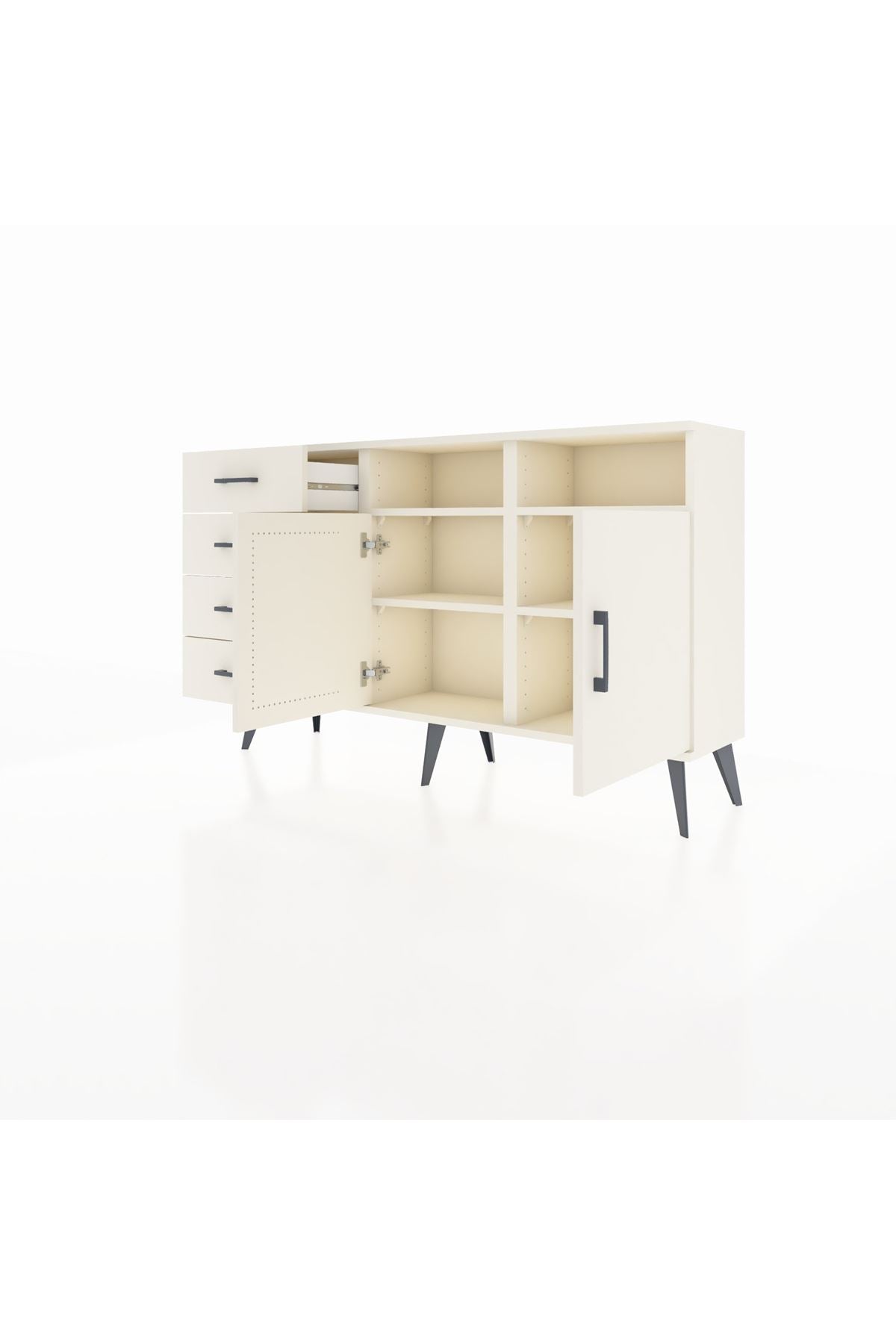 Arges Konsol 4 Raflı 4 Çekmeceli 2 Kapaklı 132x30x83 - S144M029V04A
