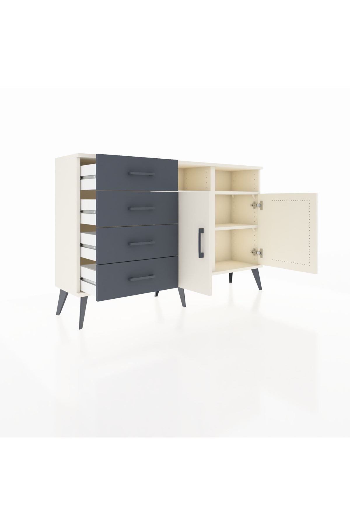 Arges Konsol 4 Raflı 4 Çekmeceli 2 Kapaklı 132x30x83 - S144M029V05A