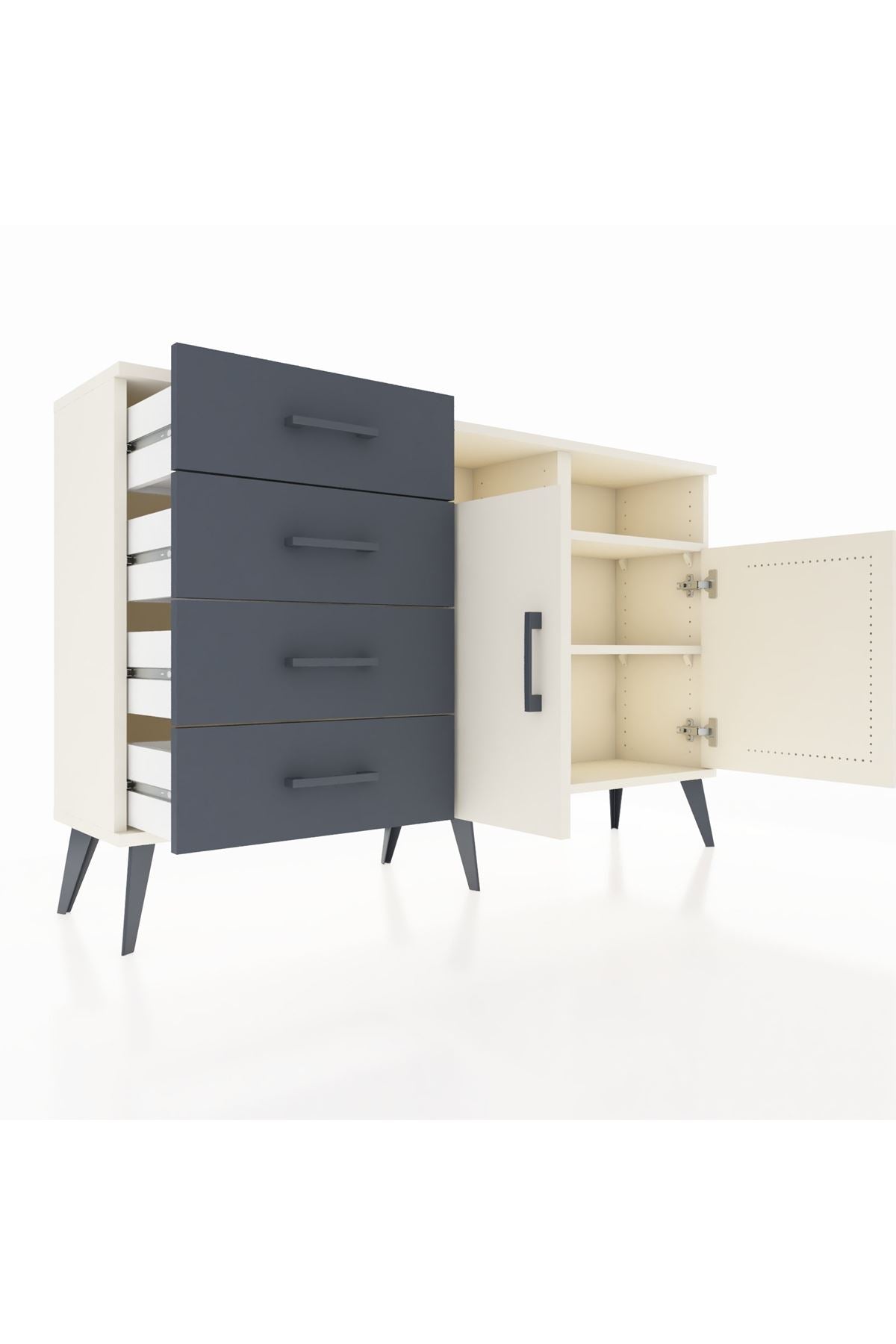 Arges Konsol 4 Raflı 4 Çekmeceli 2 Kapaklı 132x30x83 - S144M029V05A