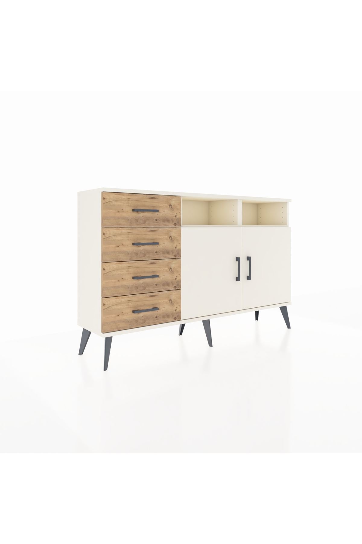 Arges Konsol 4 Raflı 4 Çekmeceli 2 Kapaklı 132x30x83 - S144M029V06A