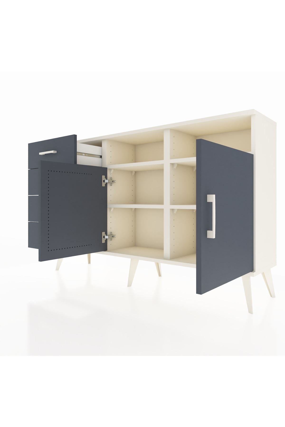 Arges Konsol 4 Raflı 4 Çekmeceli 2 Kapaklı 132x30x83 - S144M029V08A