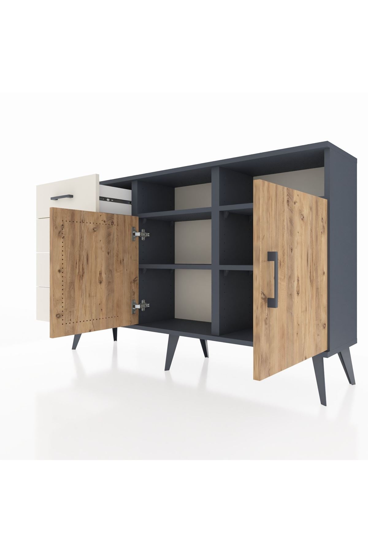 Arges Konsol 4 Raflı 4 Çekmeceli 2 Kapaklı 132x30x83 - S144M029V10A